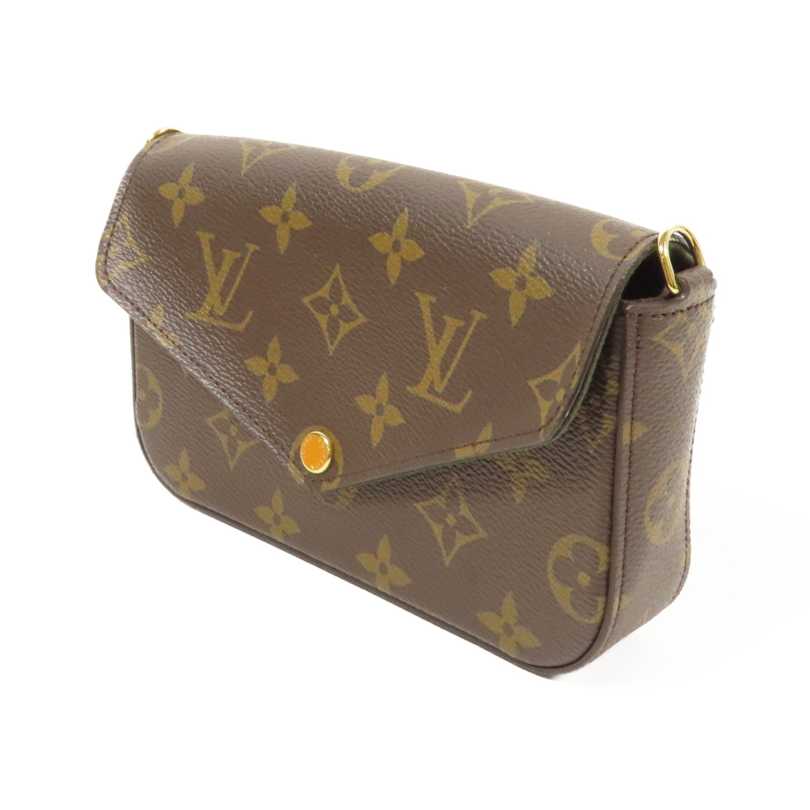 LOUIS VUITTON LV GHW Felicie Strap & Go Shoulder Bag M80091 Monogram Brown/Green