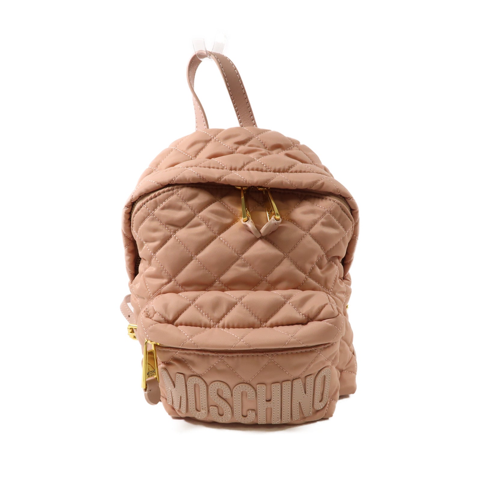 MOSCHINO 尼龍Backpack金扣背包粉紅色