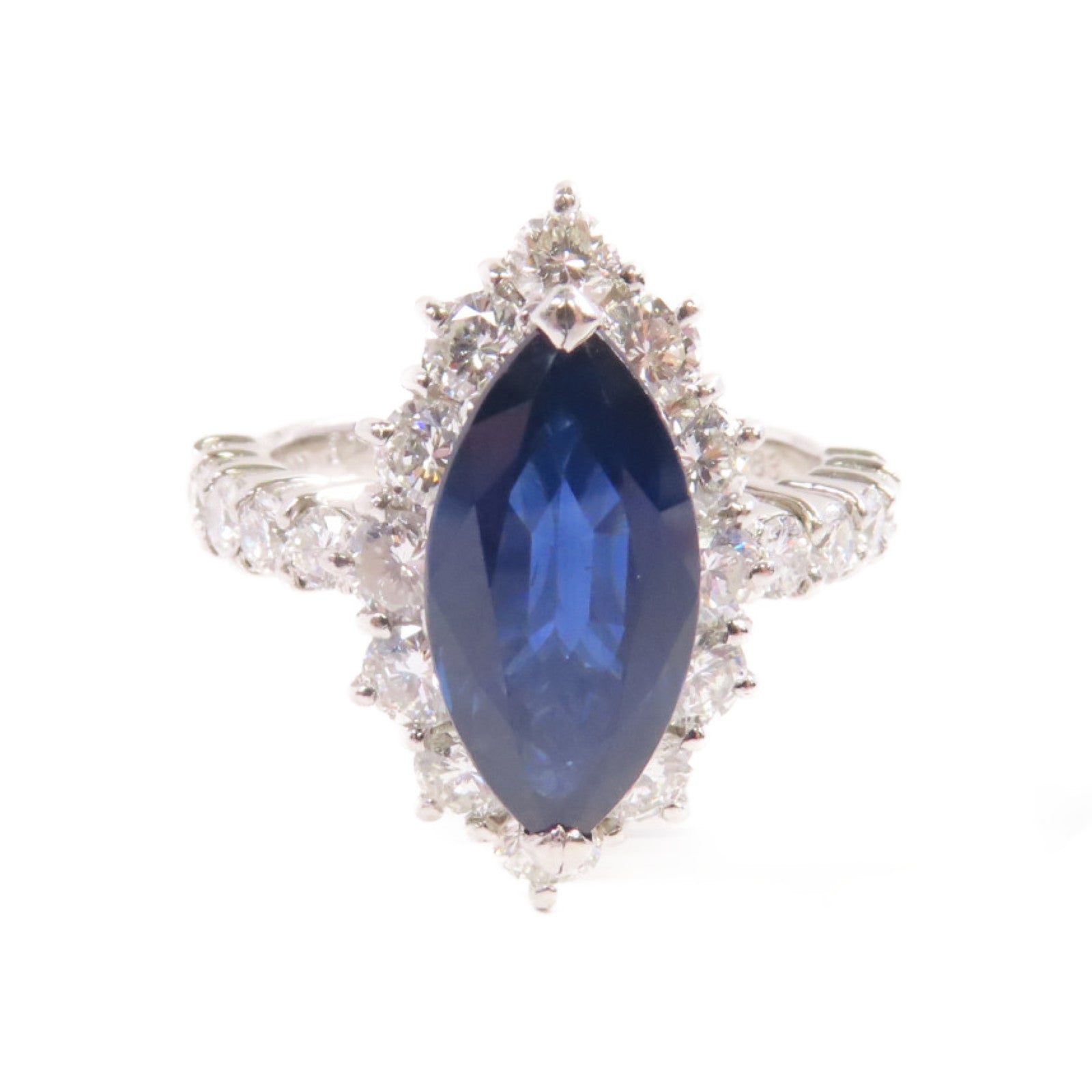 JEWELRY PT900鉑金/3.21ct藍寶石/1.83ct鑽石Sapphire Diamond Ring戒指US#6.75