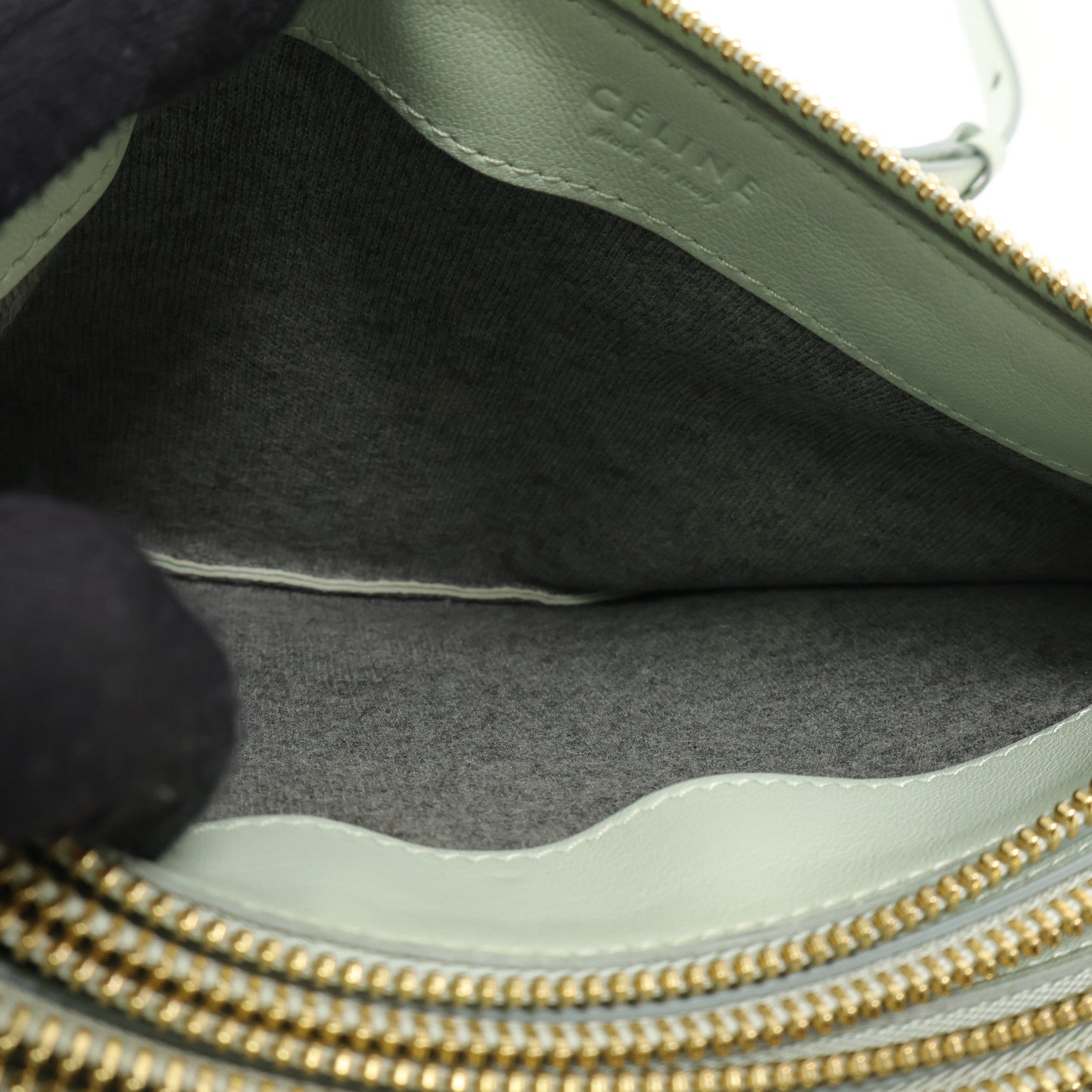 CELINE 羊皮皮革Trio Small金扣肩背袋