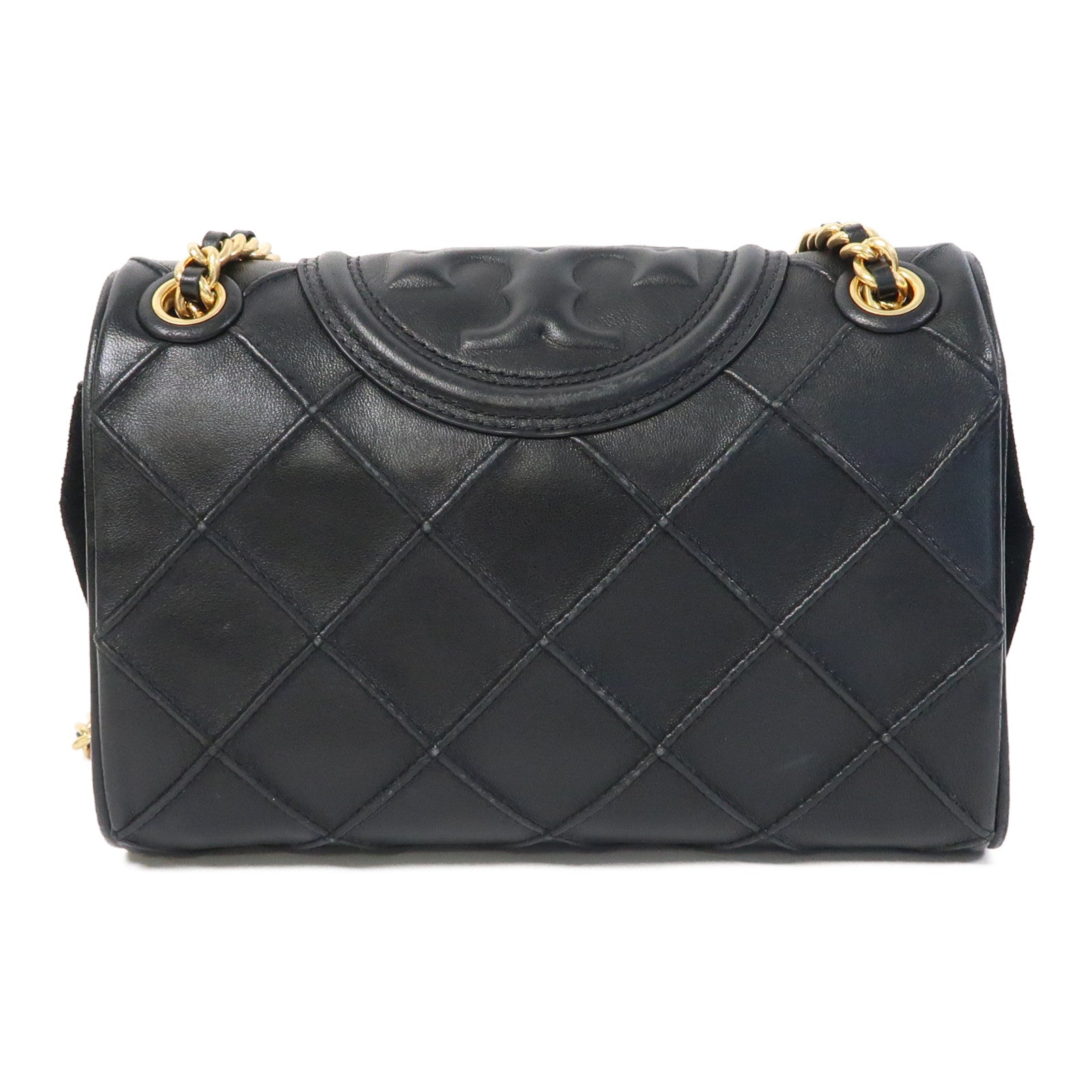 Tory Burch 牛皮皮革Shoulder Bag金扣鏈帶肩背袋黑色