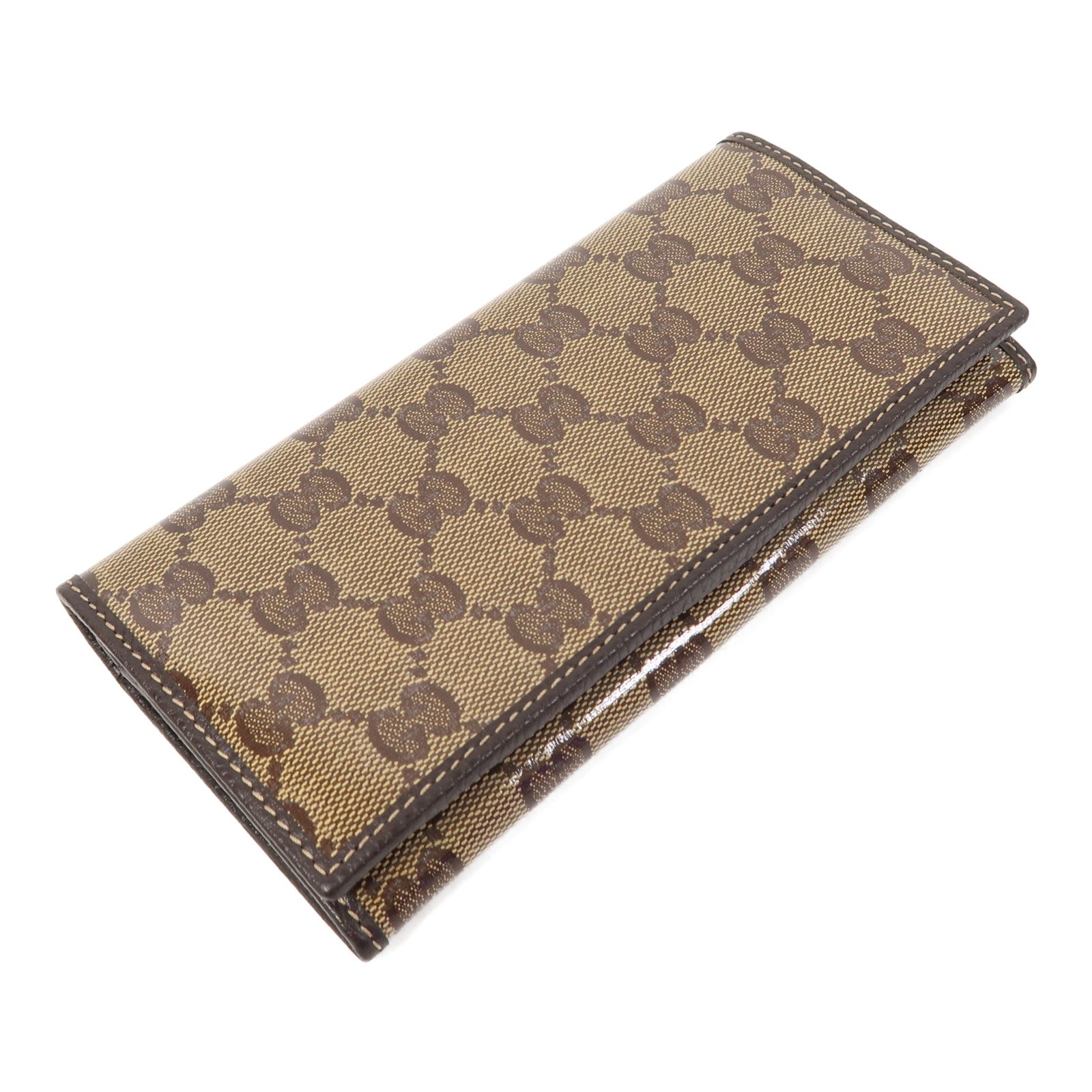 GUCCI 皮革Long Wallet金扣長錢包啡色