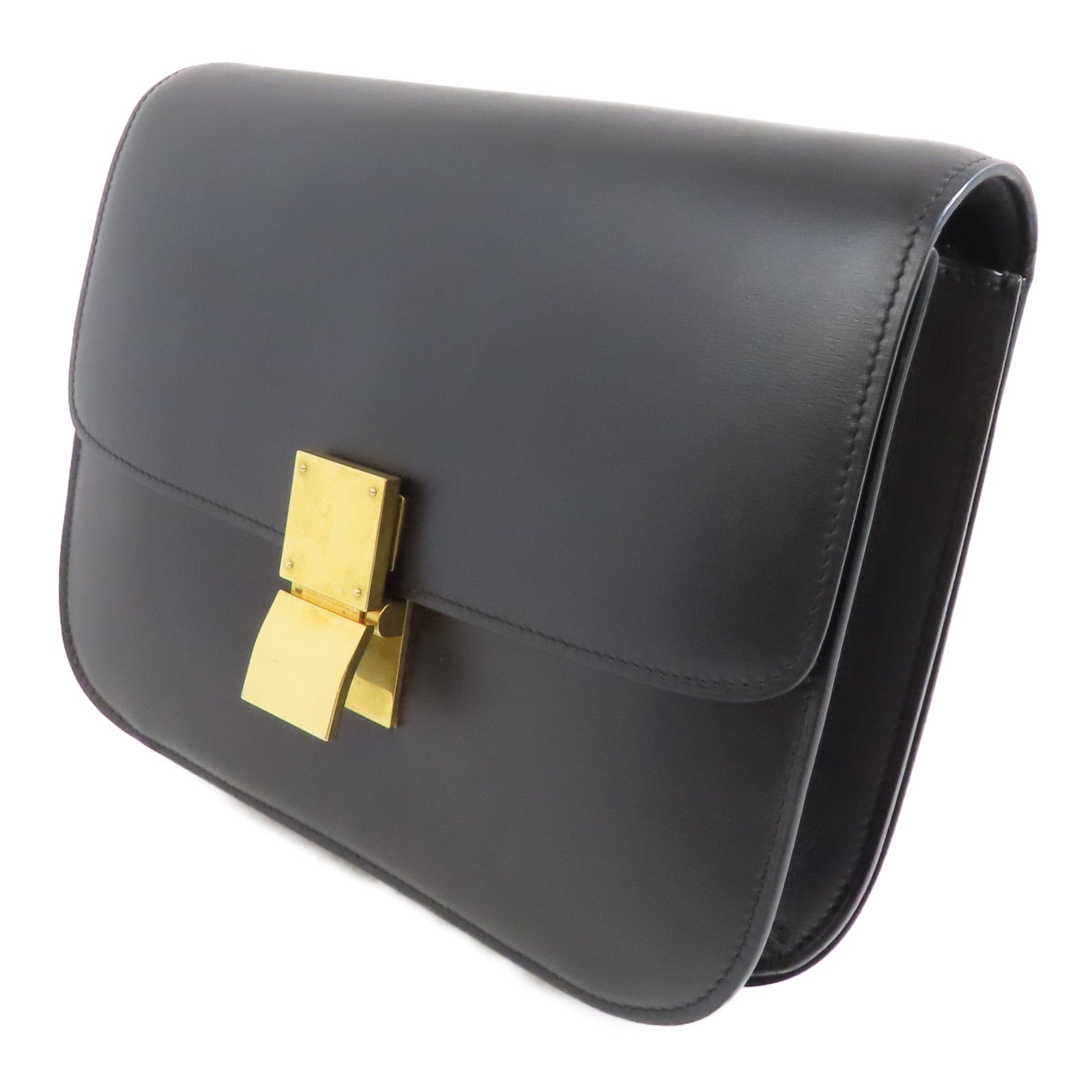 CELINE 牛皮皮革Classic Box Medium金扣肩背袋黑色