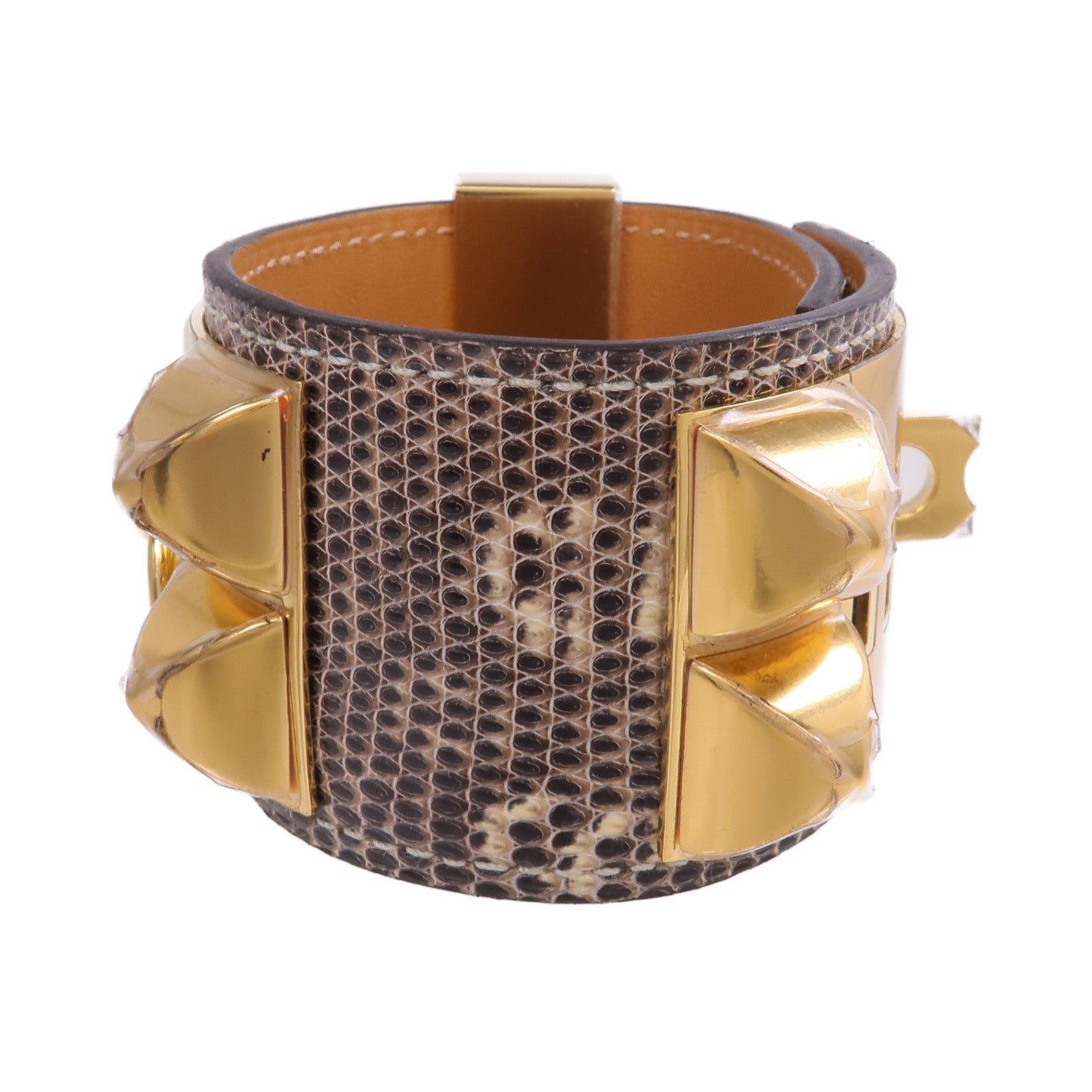 HERMES 【激減優惠】Lizard皮革Collier de Chien Bracelet金扣手帶Ombre