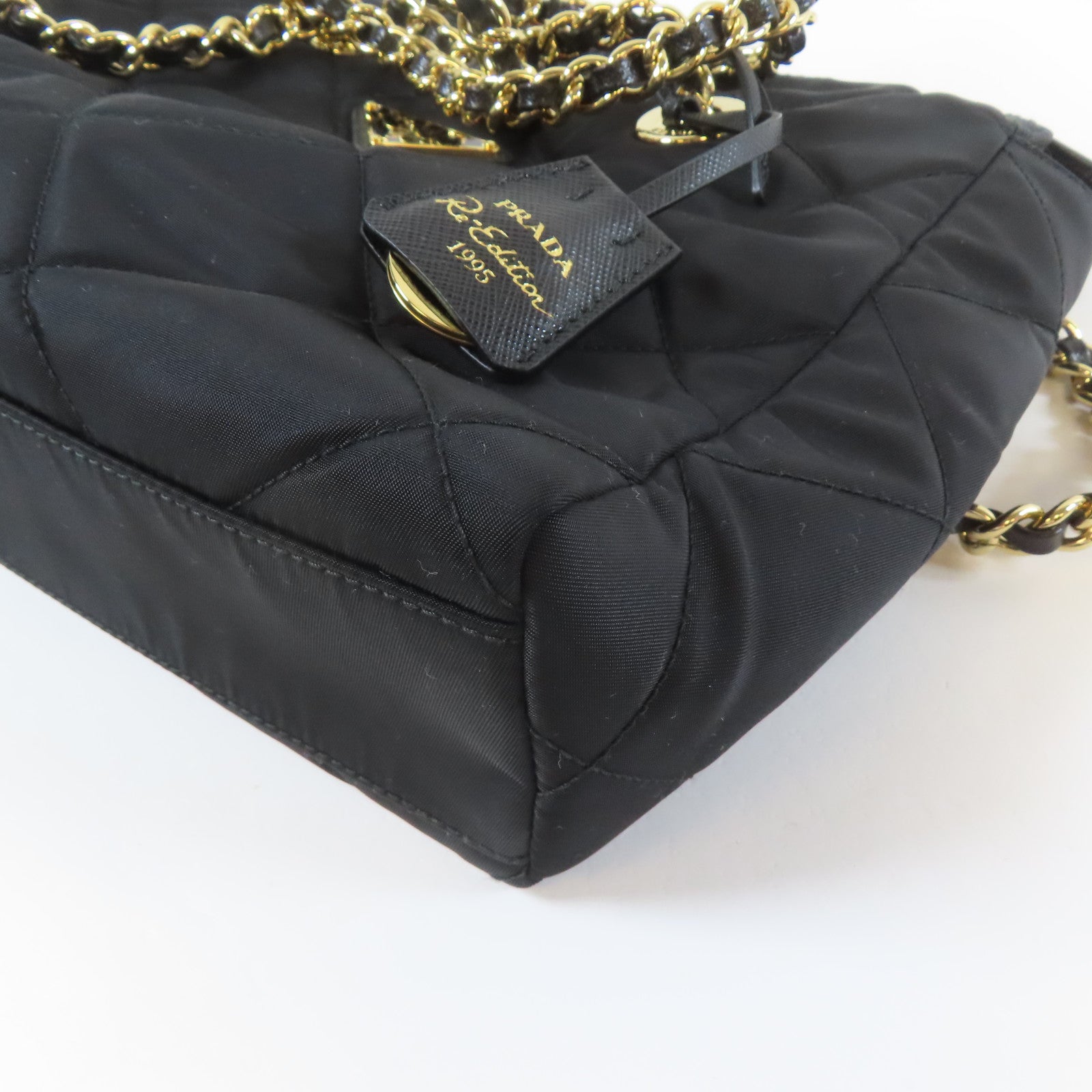 PRADA 【激減優惠】尼龍Re-Edition 1995 Chain Shoulder Bag金扣肩背袋黑色