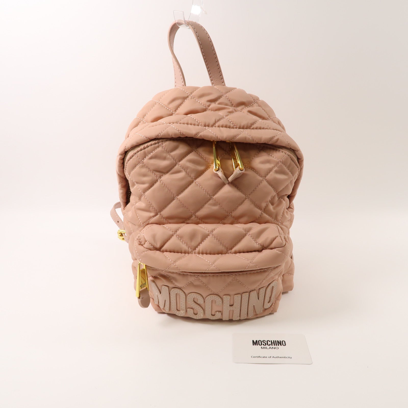 MOSCHINO 尼龍Backpack金扣背包粉紅色