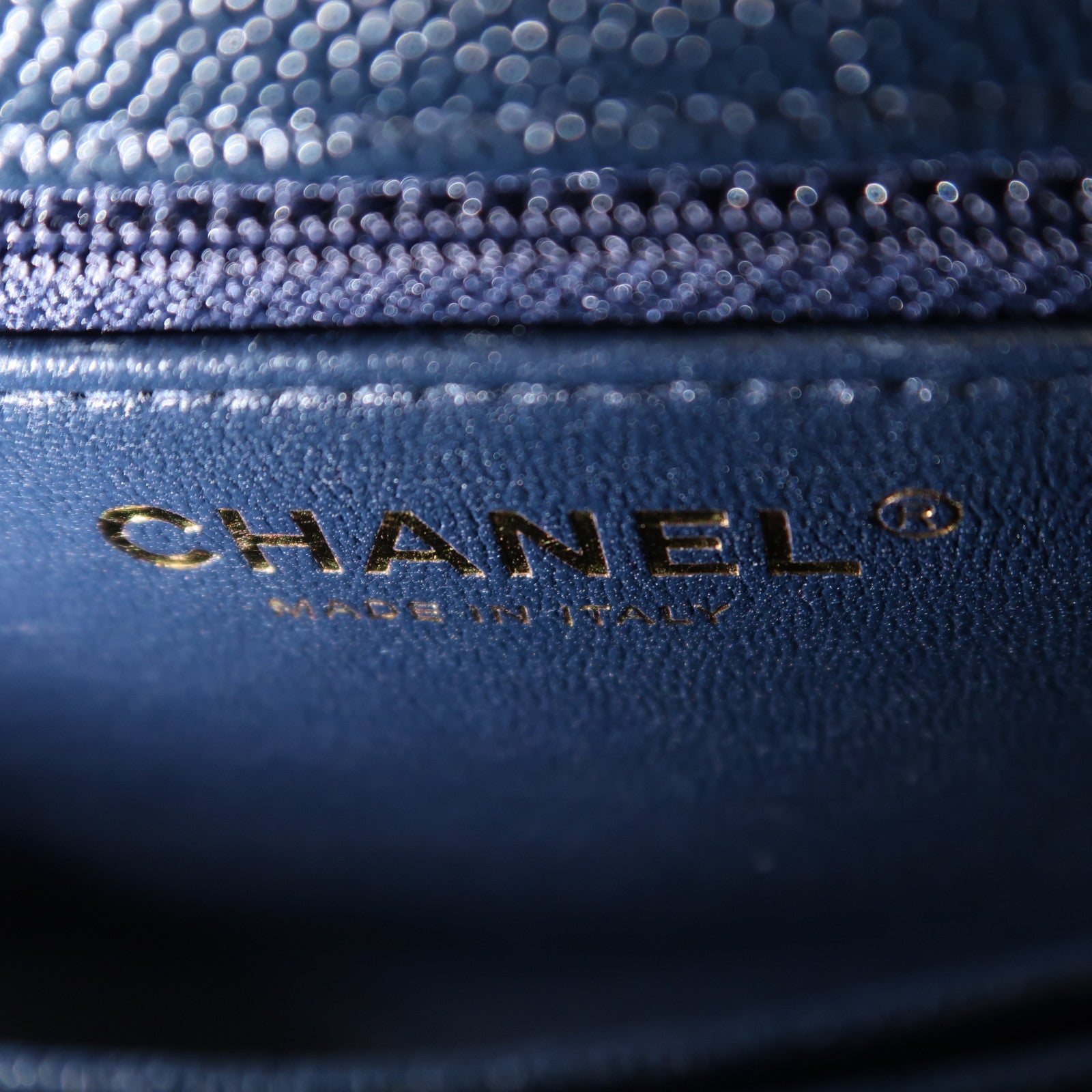CHANEL 牛皮皮革CoCo Handle金扣手挽肩背兩用袋藍色