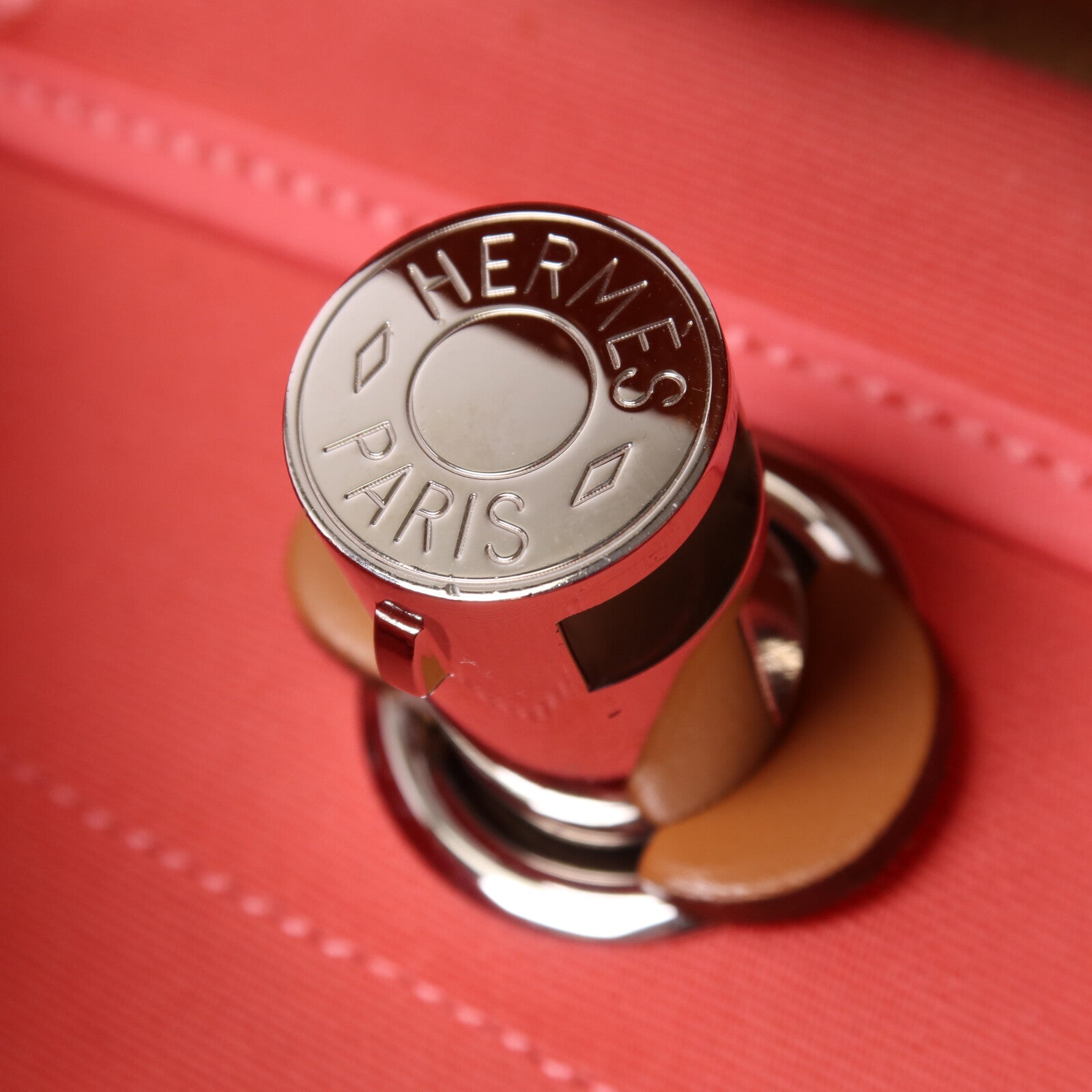 HERMES 帆布Herbag PM銀扣手挽肩背兩用袋Rose Azalee