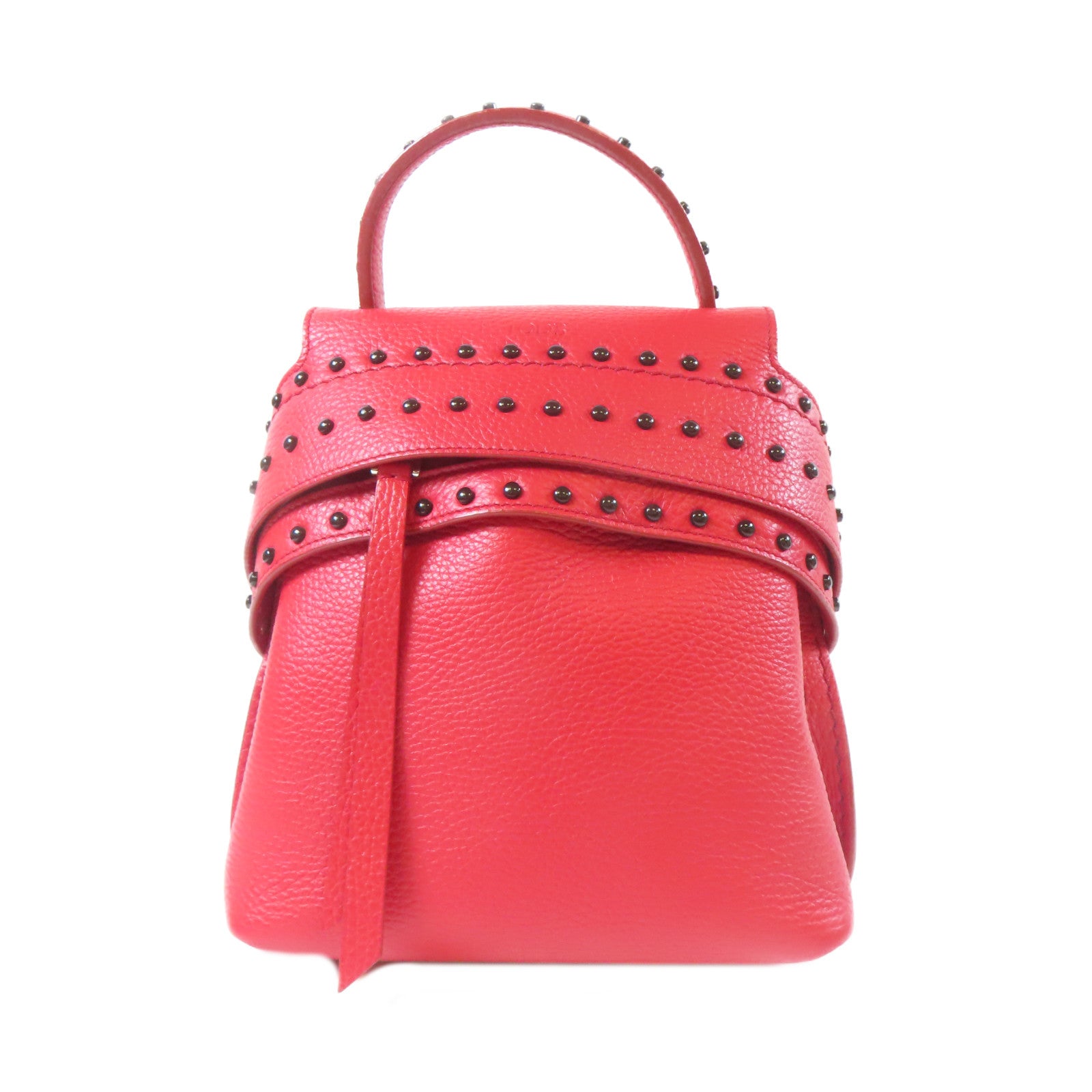 TOD’S 【激減優惠】牛皮皮革Backpack銀扣背包紅色