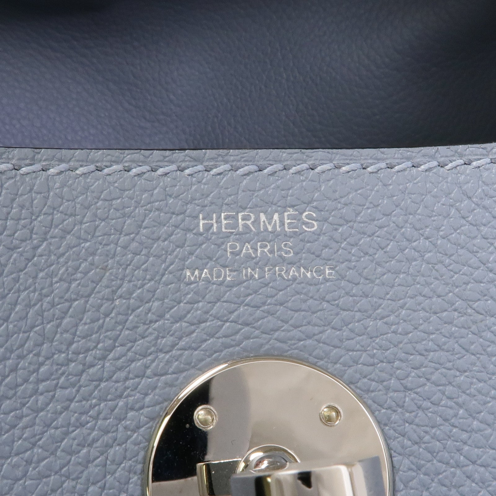 HERMES Evercolor皮革Lindy 26銀扣手挽肩背兩用袋8U Bleu Glacier