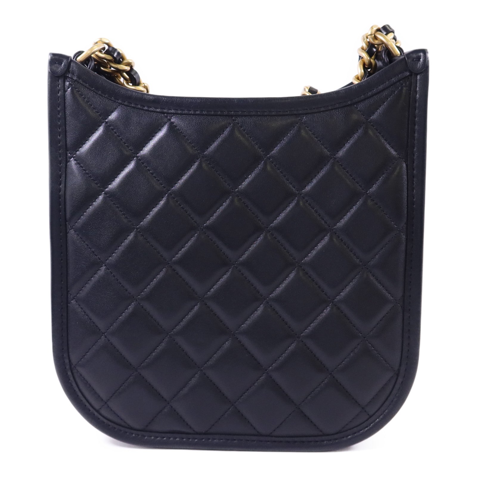 CHANEL 牛皮皮革24S Hobo金扣鏈帶手挽肩背兩用袋