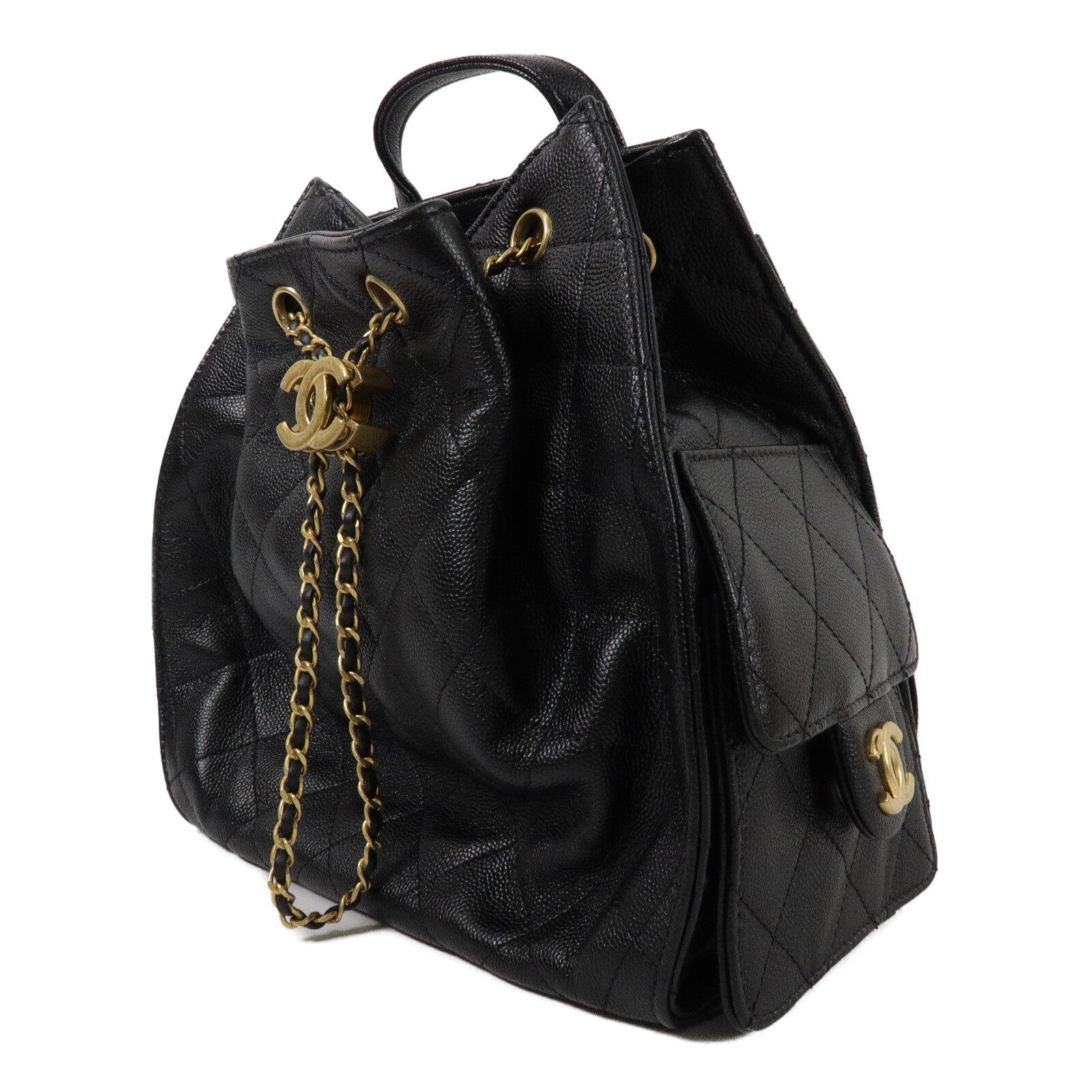 CHANEL 牛皮皮革Chanel 25 Backpack鏈帶背包