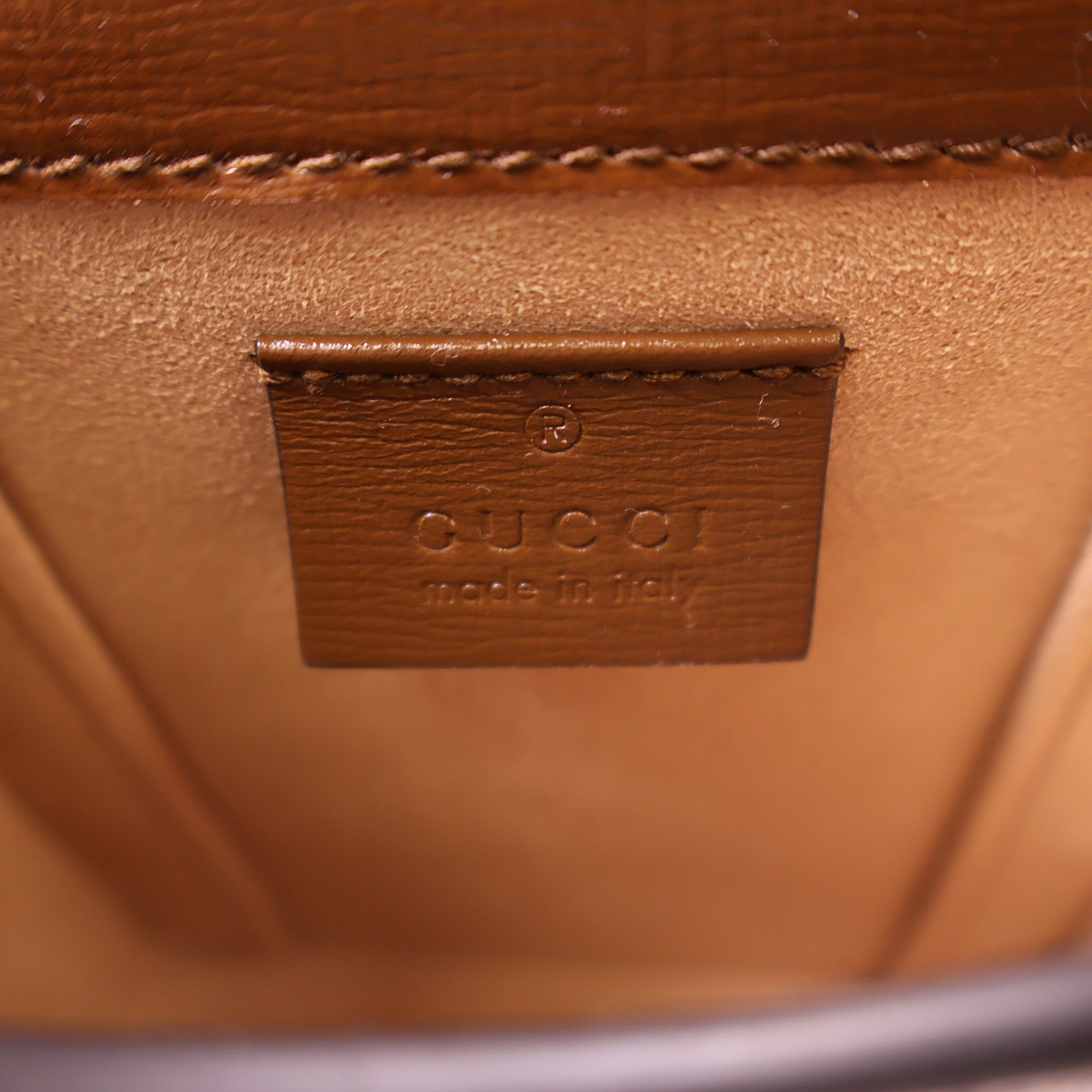 GUCCI 塗層帆布Horsebit 1955 Mini Bag金扣肩背袋棕色