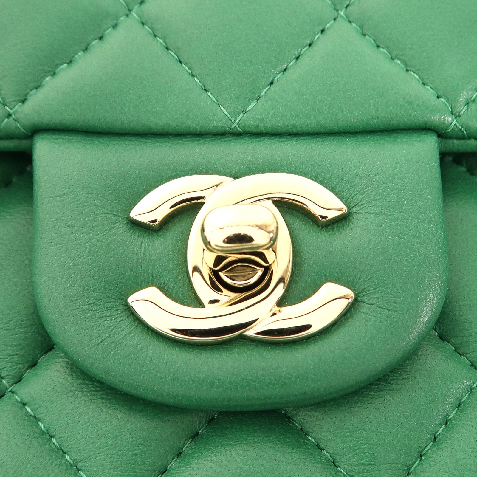 CHANEL 羊皮皮革Top Handle Classic Flap金扣手挽肩背兩用袋