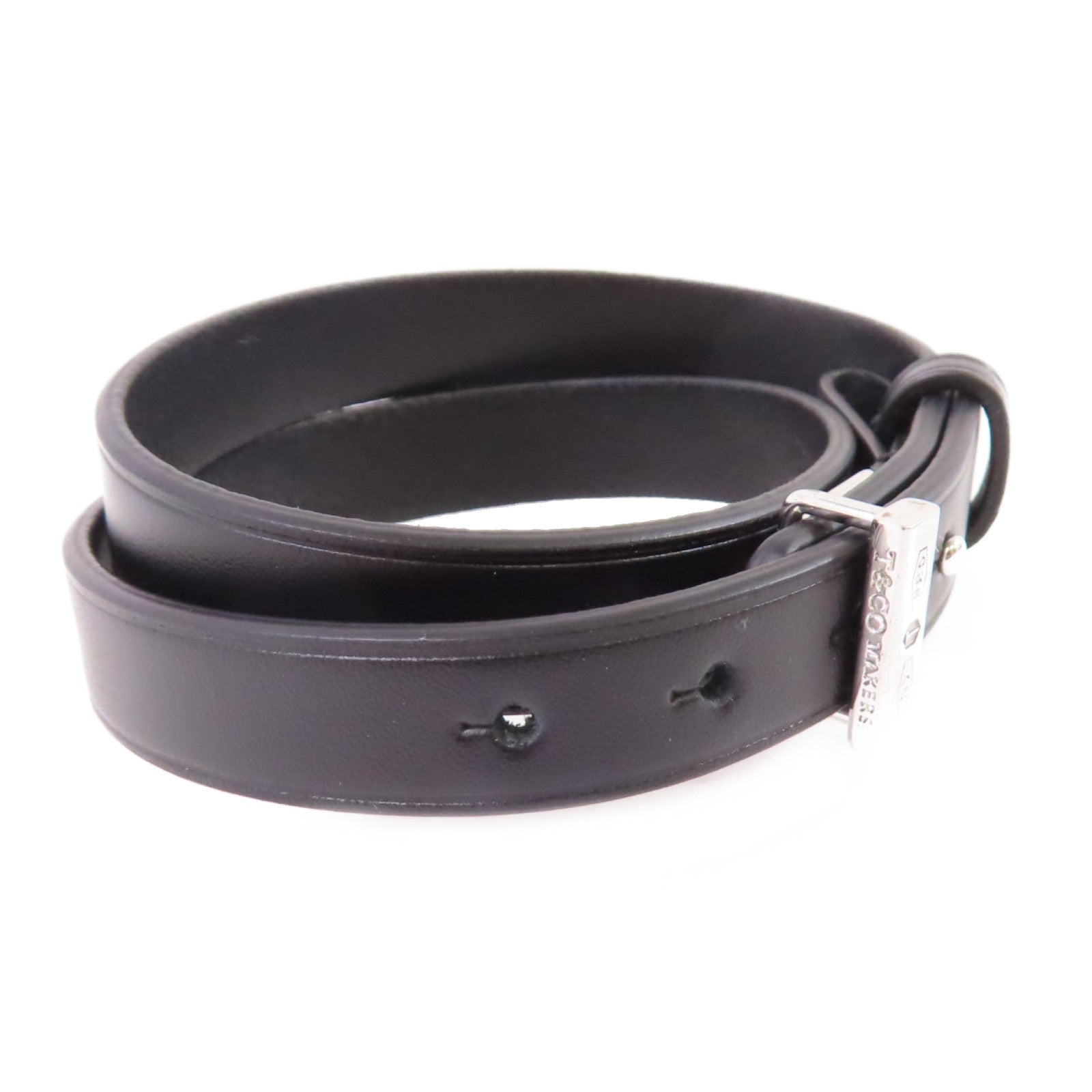 TIFFANY＆CO 【激減優惠】牛皮皮革/925純銀Leather Bracelet With Sterling Silver銀扣手鏈黑色