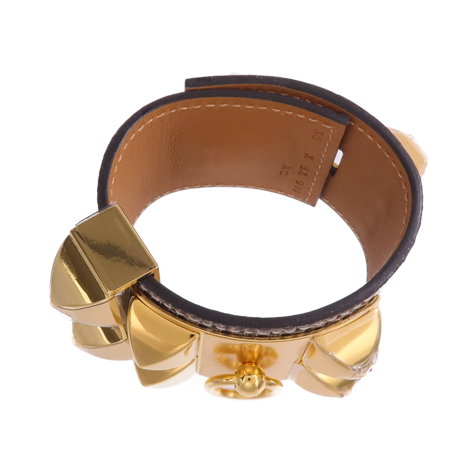 HERMES 【激減優惠】Lizard皮革Collier de Chien Bracelet金扣手帶Ombre