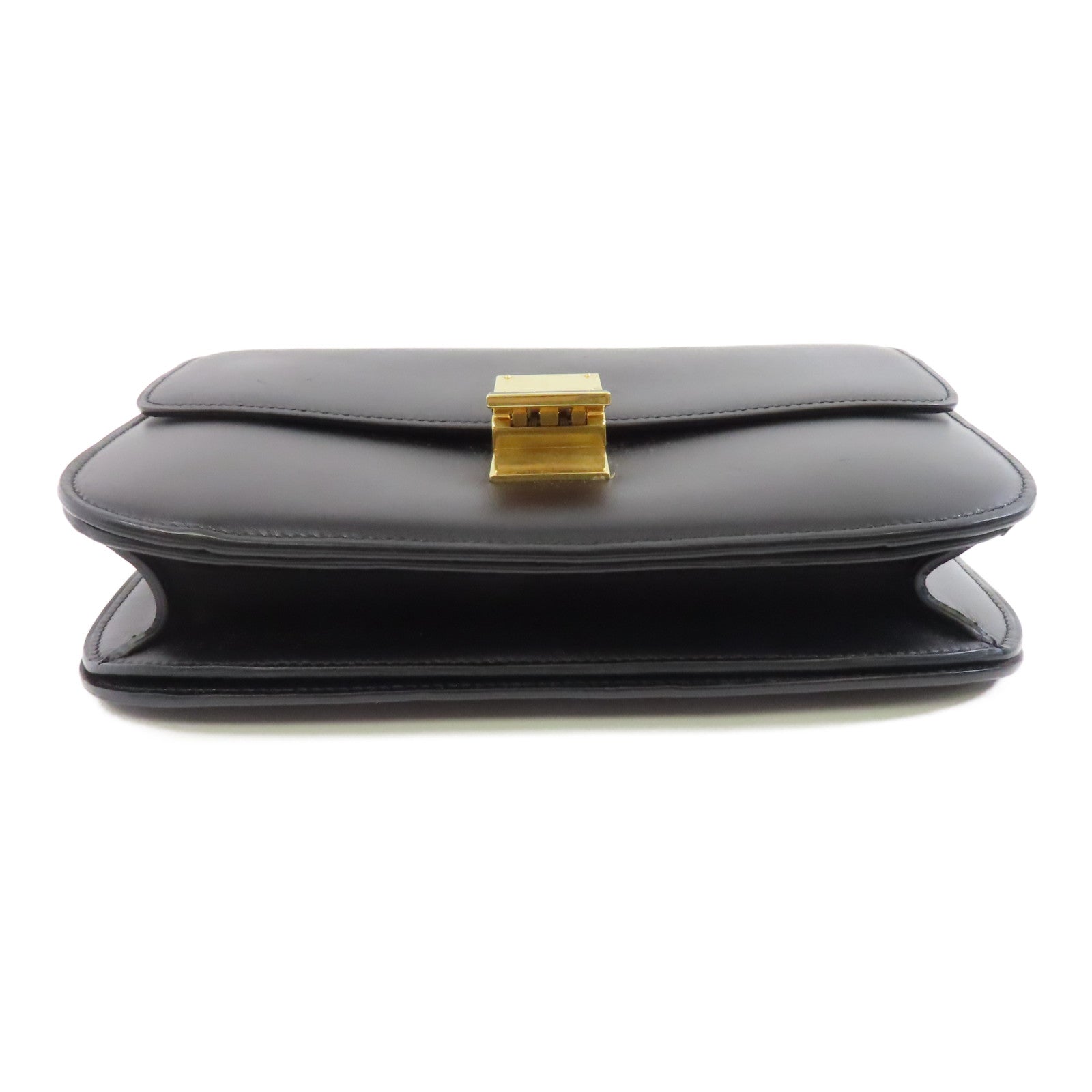 CELINE 牛皮皮革Classic Box Medium金扣肩背袋黑色