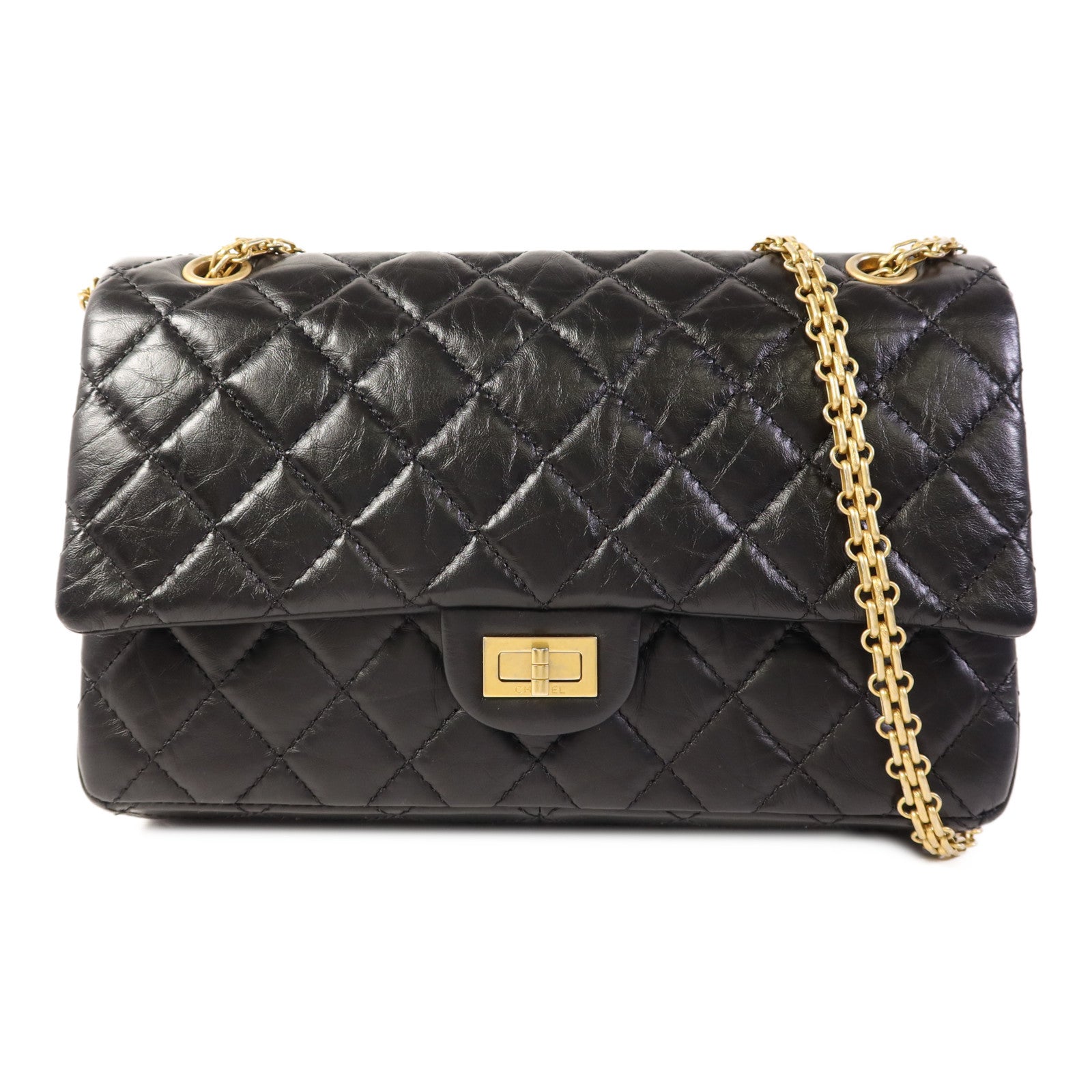 CHANEL 牛皮皮革2.55 Large金扣鏈帶肩背袋