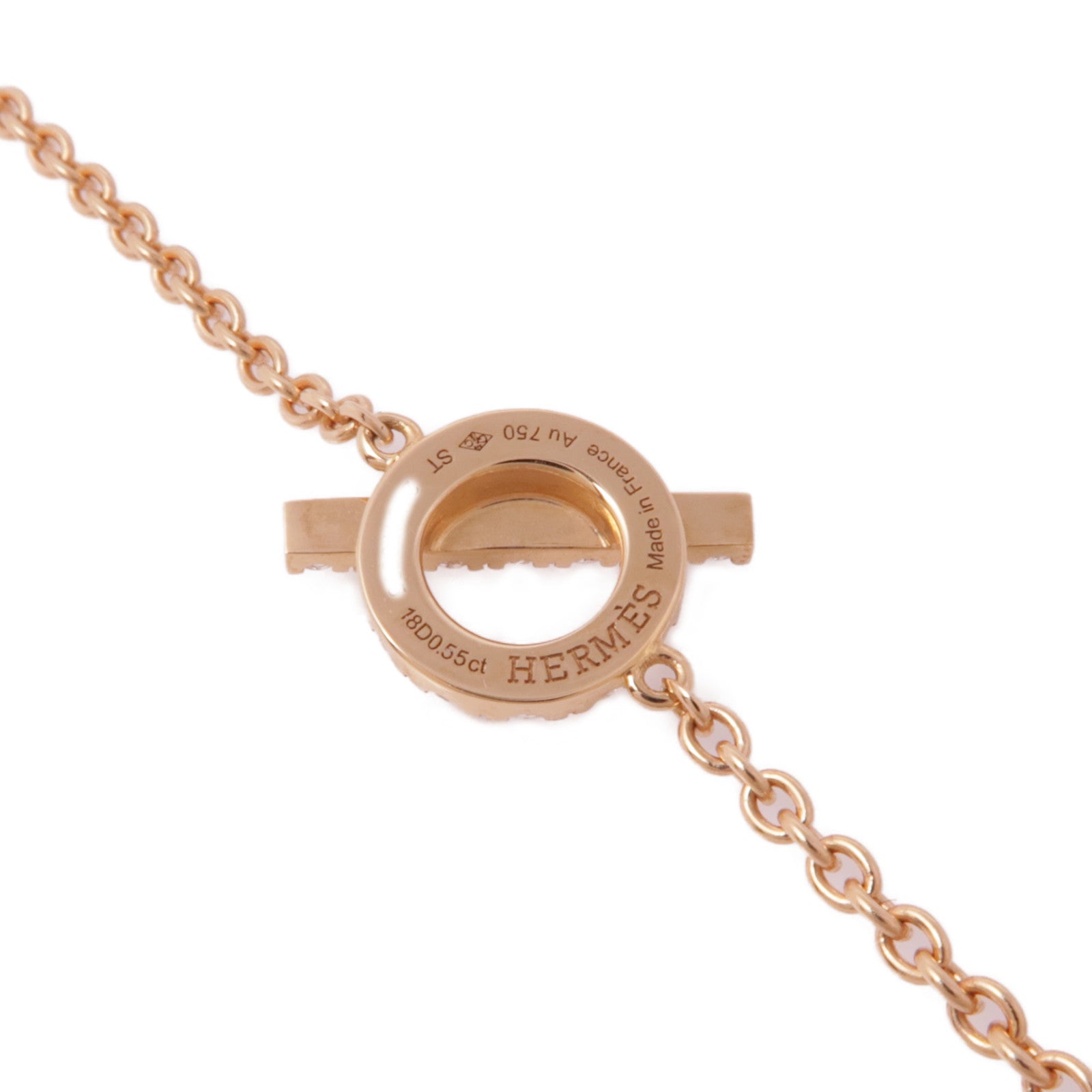 HERMES 18K玫瑰金/鑽石Finesse Bracelet手鏈