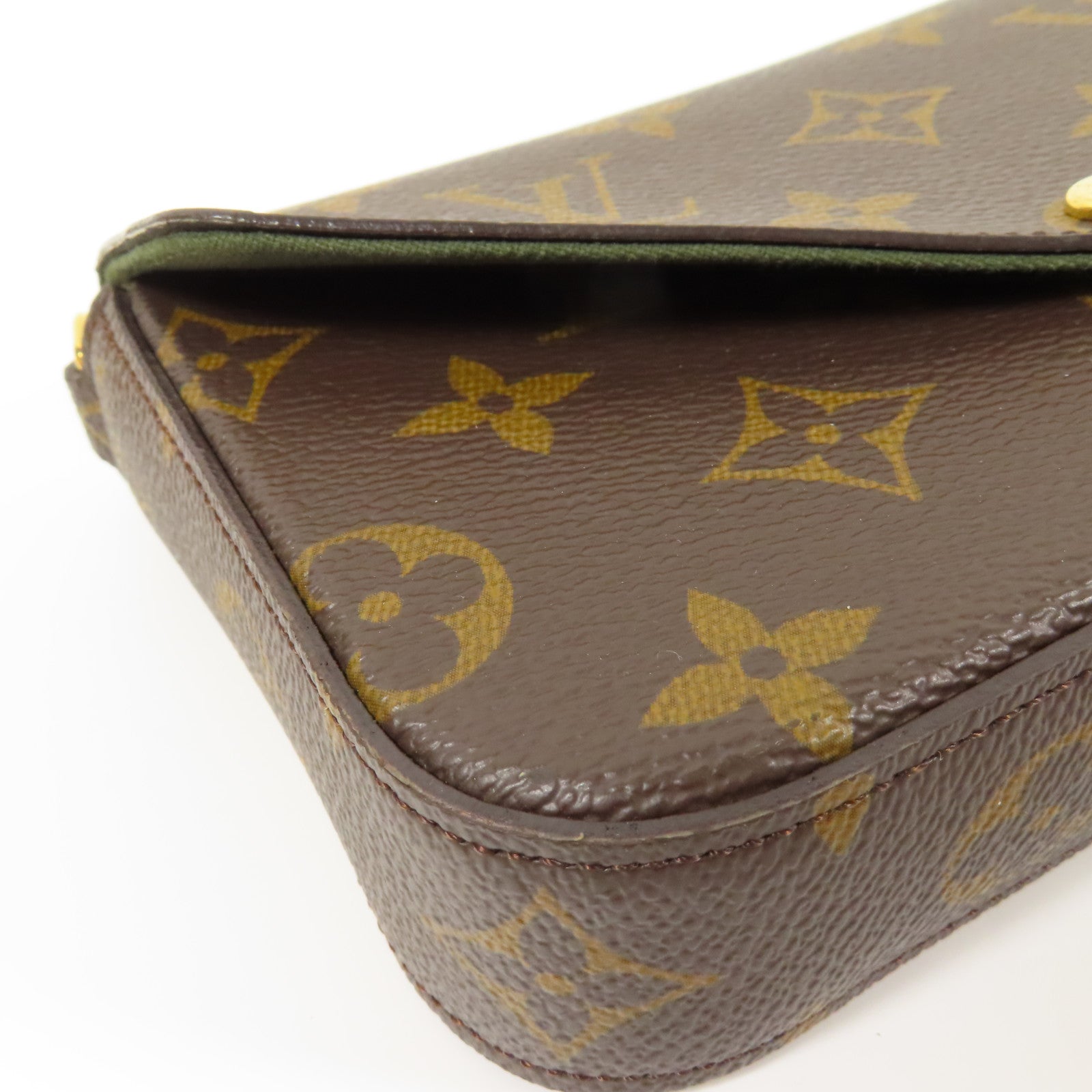 LOUIS VUITTON LV GHW Felicie Strap & Go Shoulder Bag M80091 Monogram Brown/Green