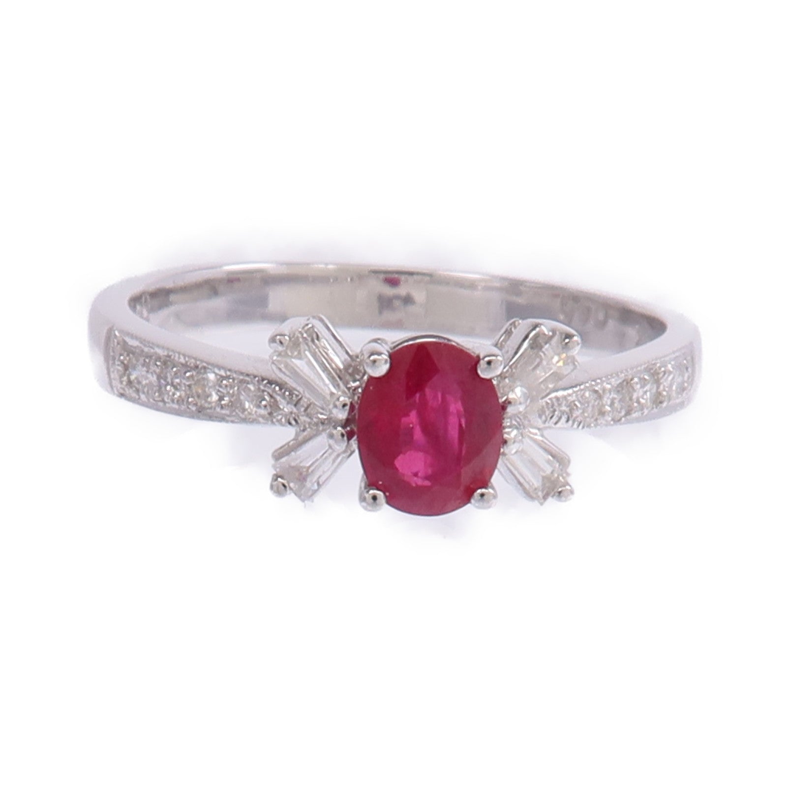 JEWELRY 18K白金Ruby Diamond Ring紅寶石/鑽石戒指US#7.25