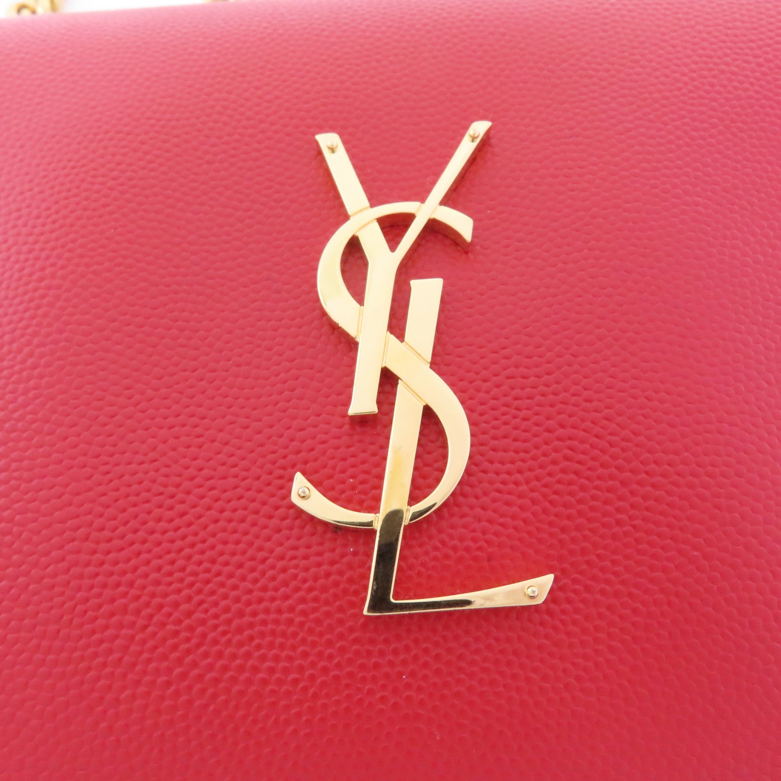SAINT LAURENT 牛皮皮革Wallet On Chain金扣鏈帶肩背袋紅色