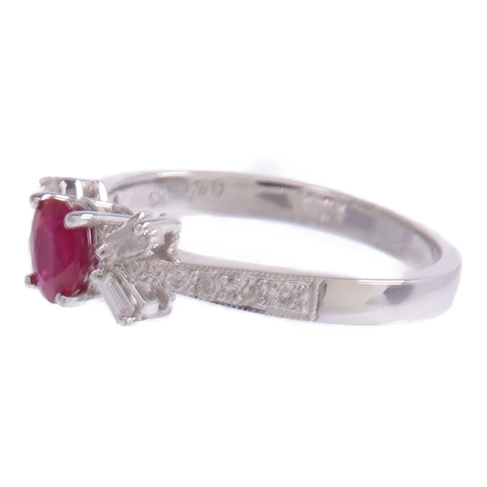 JEWELRY 18K白金Ruby Diamond Ring紅寶石/鑽石戒指US#7.25