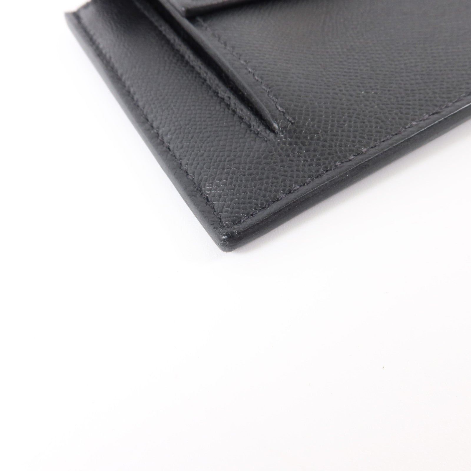 HERMES Madame皮革Kelly Pocket Compact Wallet金扣錢包Noir