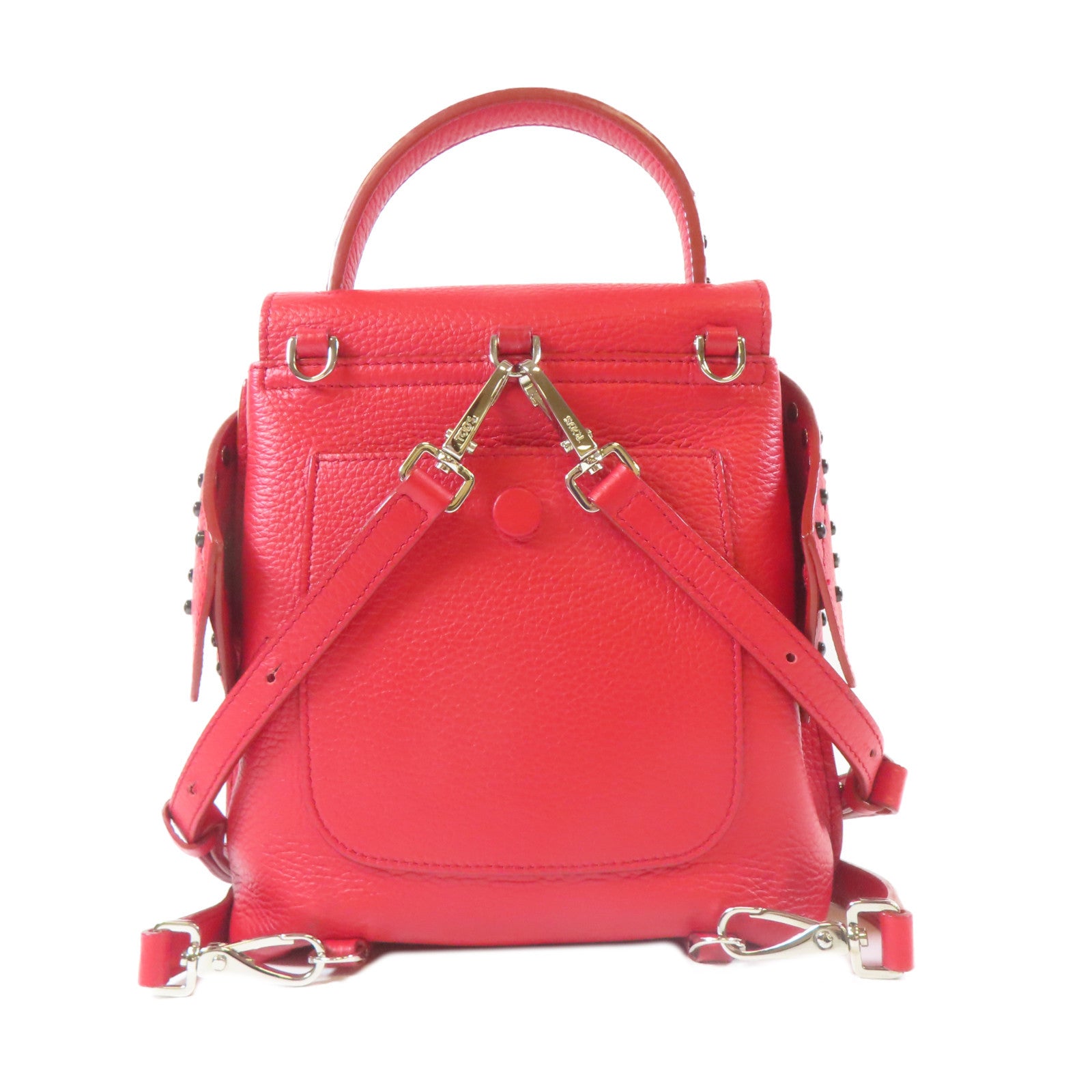 TOD’S 【激減優惠】牛皮皮革Backpack銀扣背包紅色