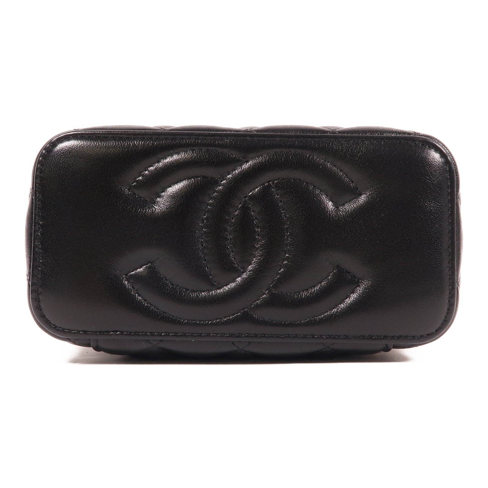 CHANEL 羊皮皮革Vanity Case金扣肩背袋黑色