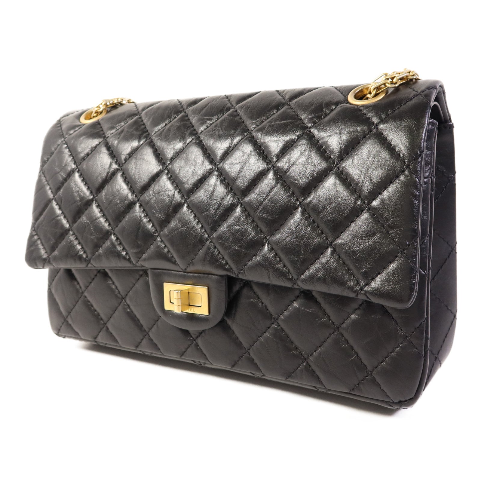 CHANEL 牛皮皮革2.55 Large金扣鏈帶肩背袋
