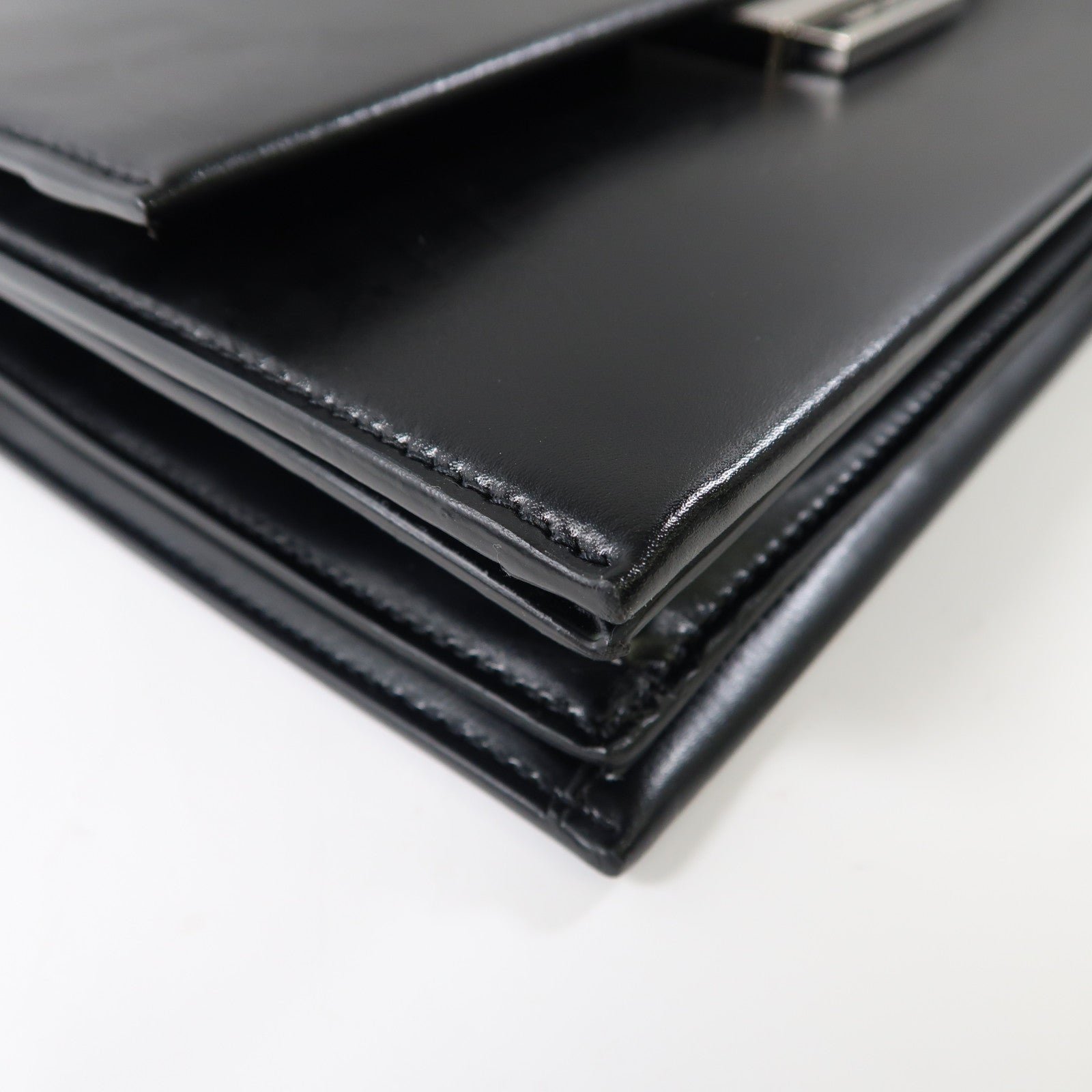 SAINT LAURENT Babylon皮革Business Bag銀扣手挽肩背兩用袋黑色