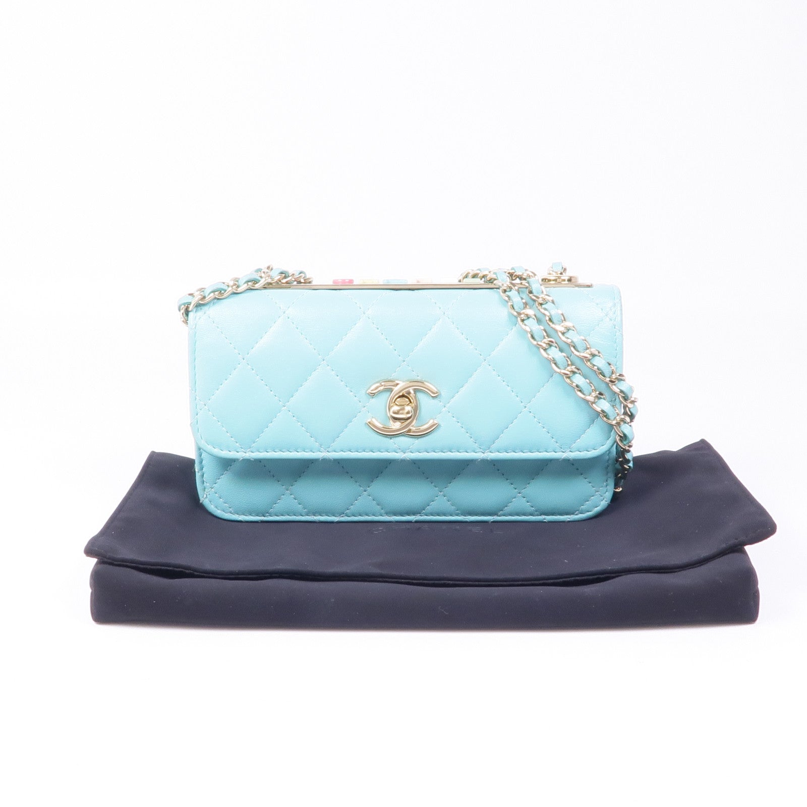 CHANEL 羊皮皮革WOC Wallet On Chain銀扣鏈帶肩背袋
