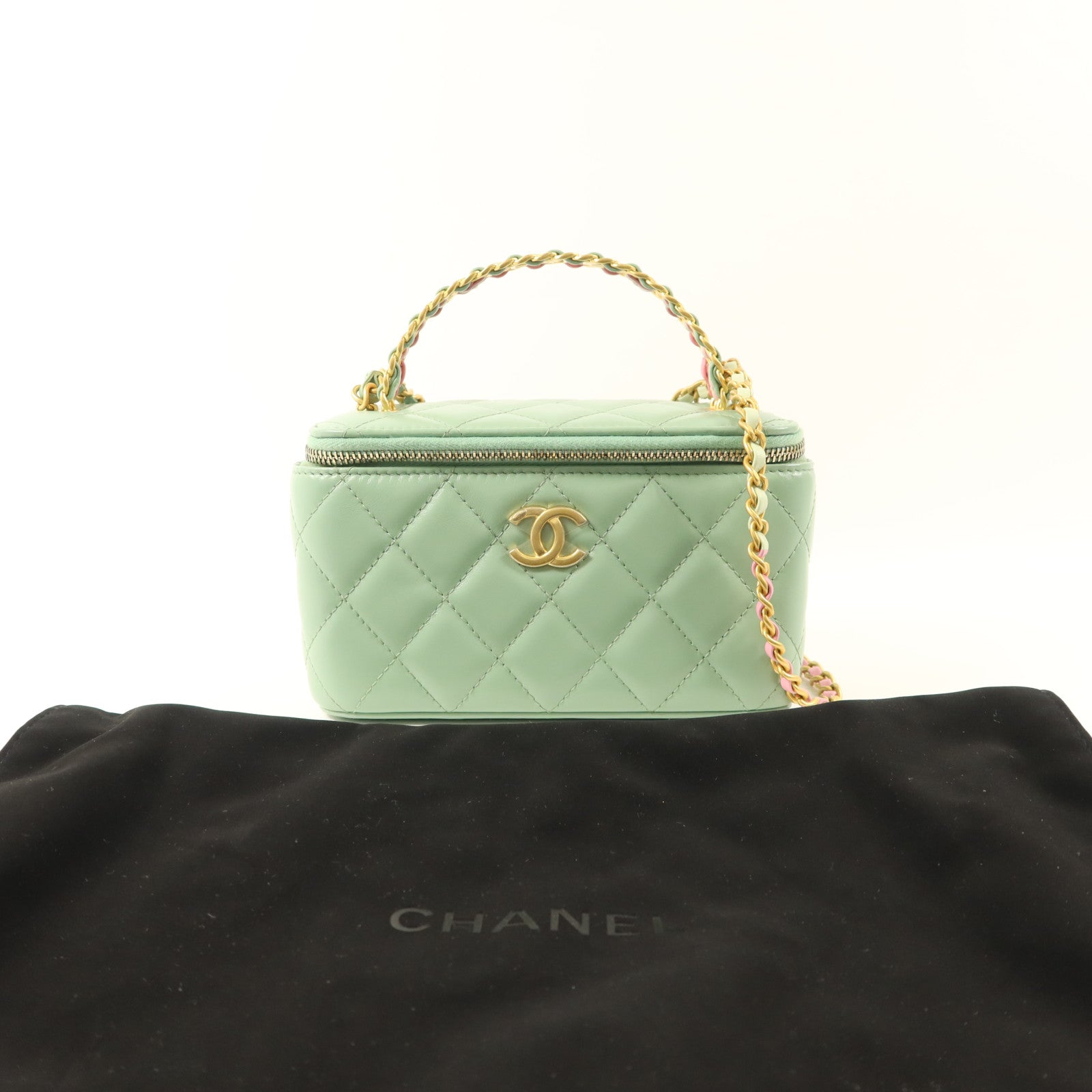 CHANEL 羊皮皮革Vanity Case金扣手挽肩背兩用袋