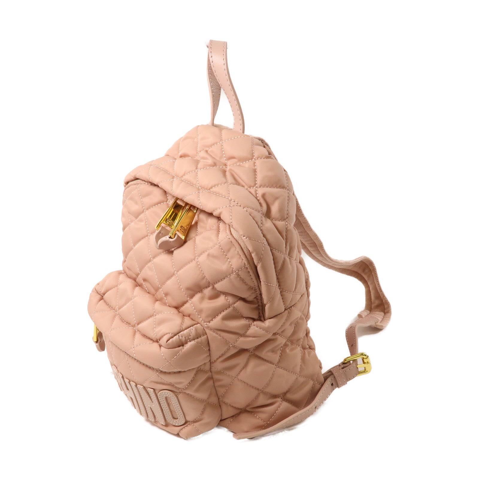 MOSCHINO 尼龍Backpack金扣背包粉紅色