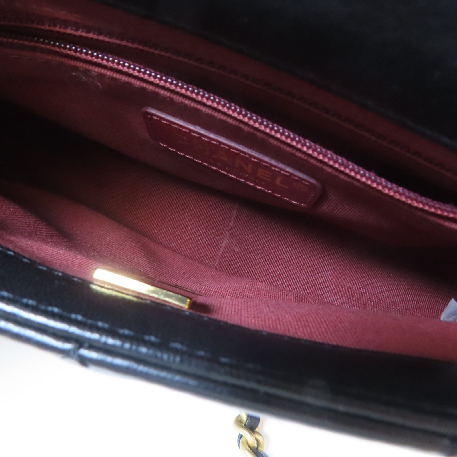 CHANEL 菱格羊皮皮革Mini Flap Bag金扣手挽肩背兩用袋袋黑色
