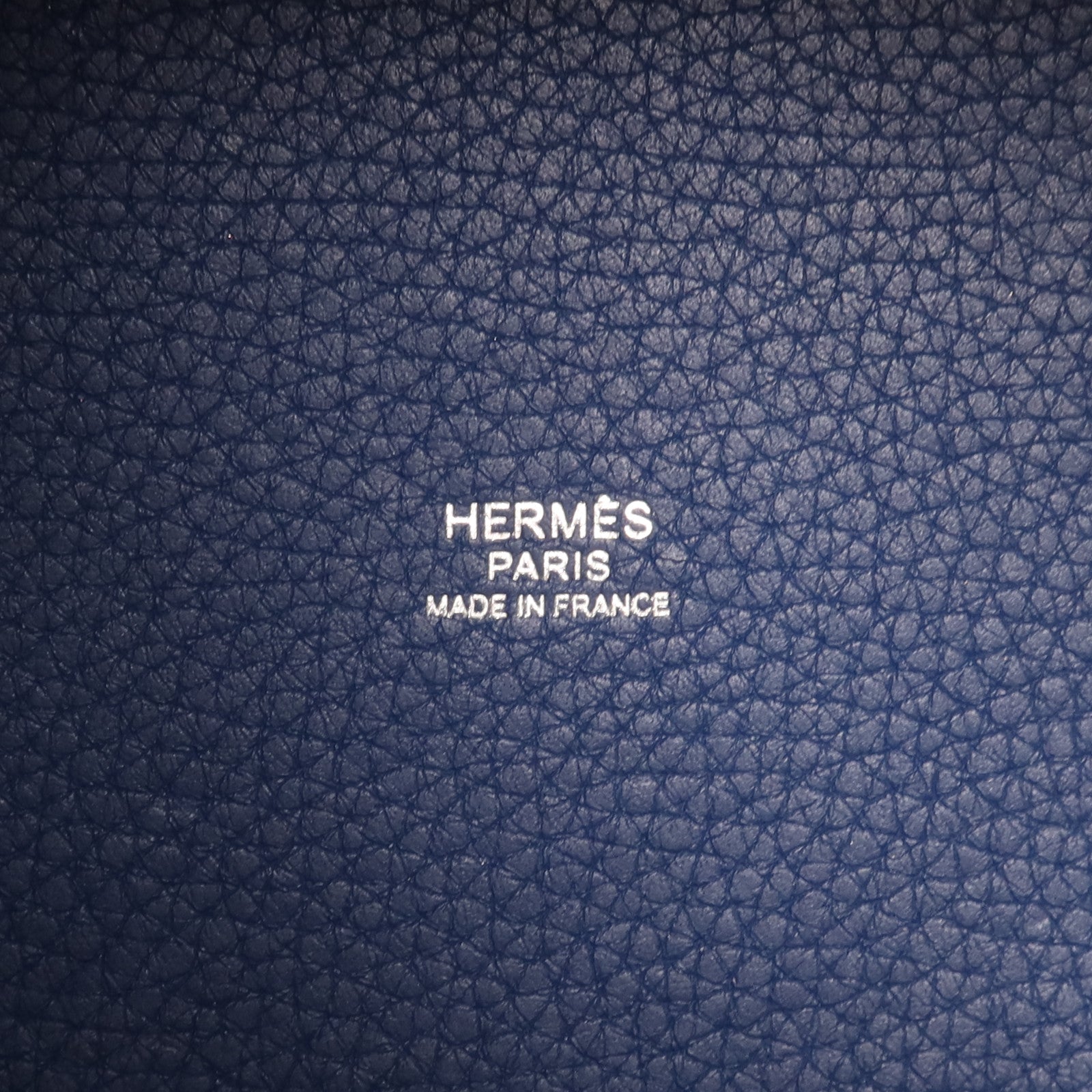 HERMES Clemence皮革Picotin MM銀扣手挽袋Deep Blue/Vert Bosphore