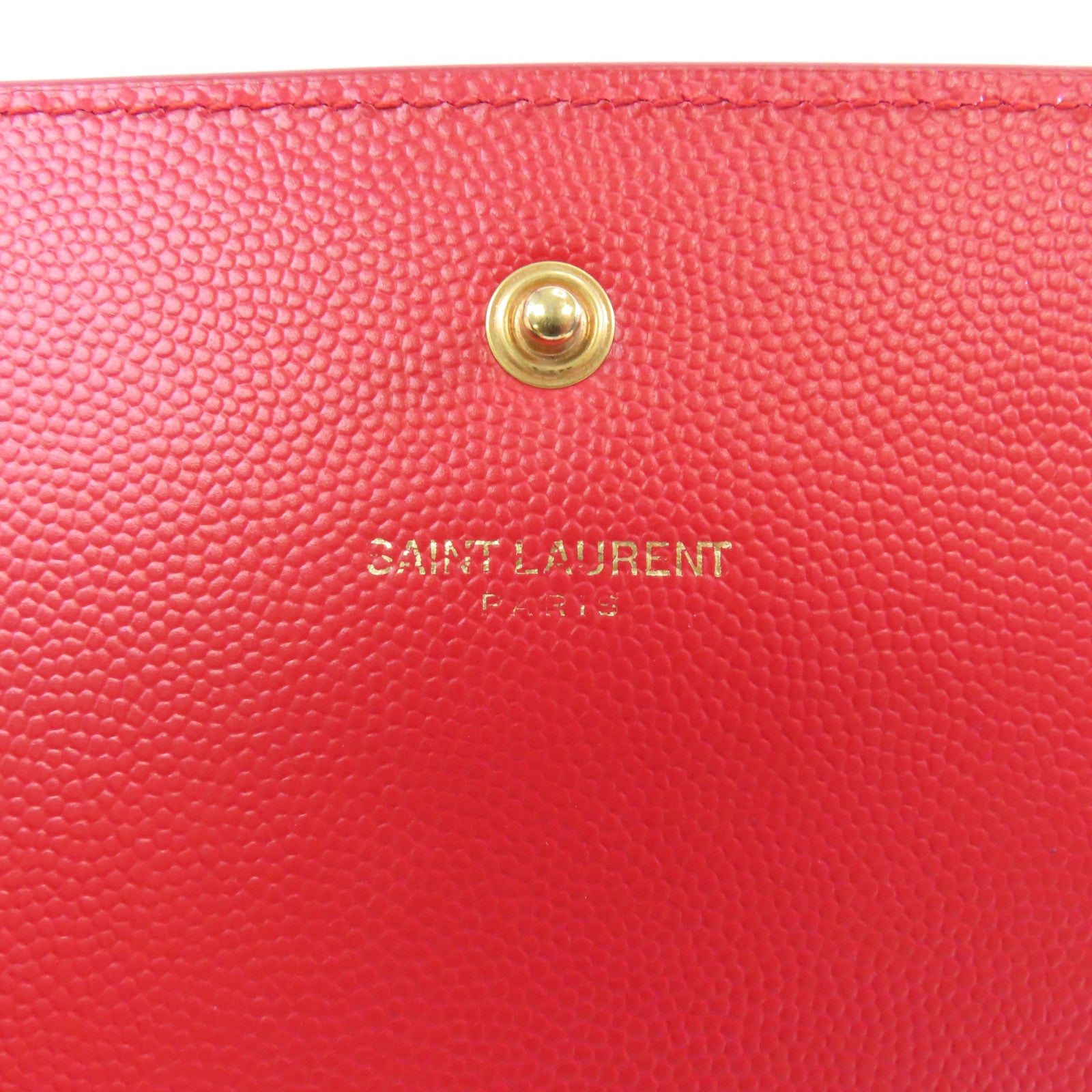 SAINT LAURENT 牛皮皮革Wallet On Chain金扣鏈帶肩背袋紅色