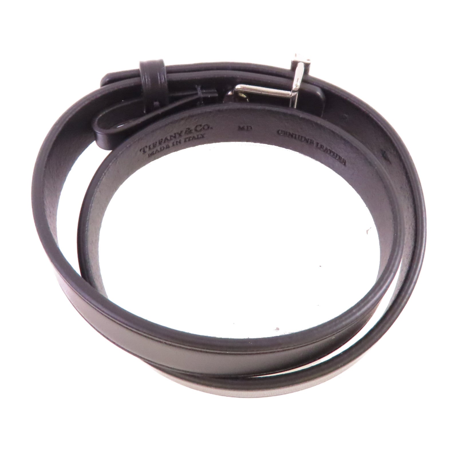 TIFFANY＆CO 【激減優惠】牛皮皮革/925純銀Leather Bracelet With Sterling Silver銀扣手鏈黑色