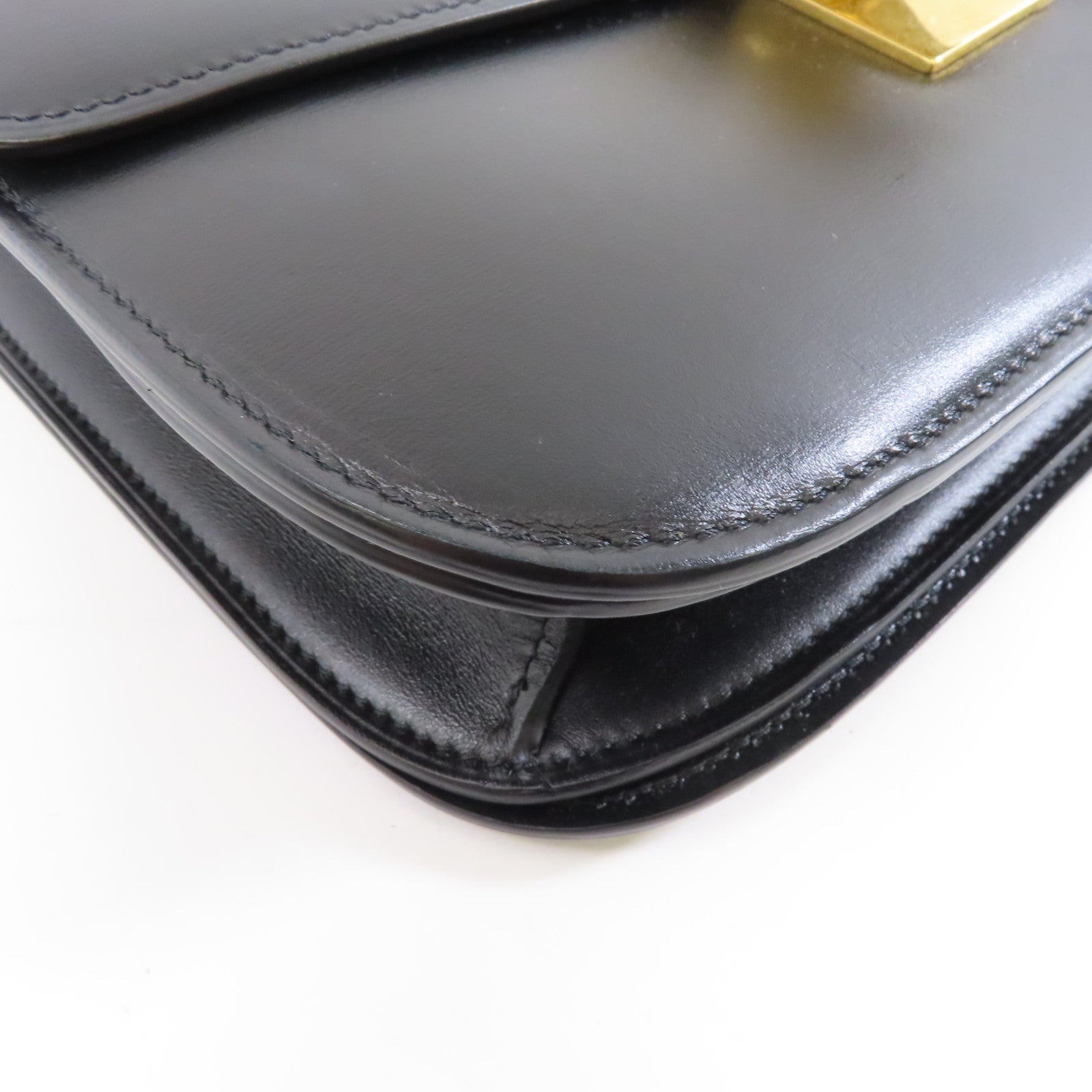 CELINE 牛皮皮革Classic Box Medium金扣肩背袋黑色
