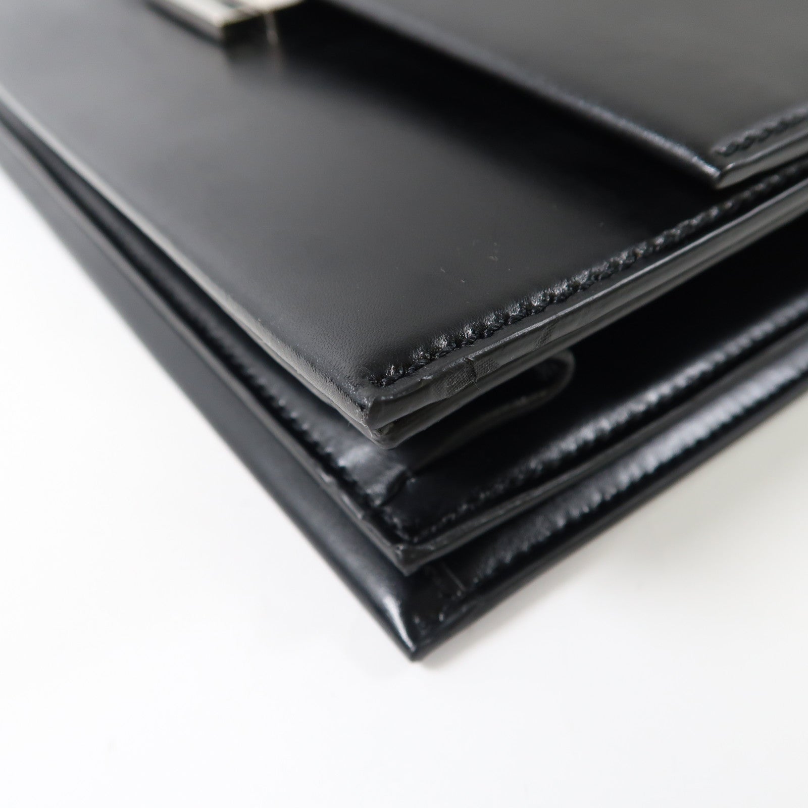 SAINT LAURENT Babylon皮革Business Bag銀扣手挽肩背兩用袋黑色