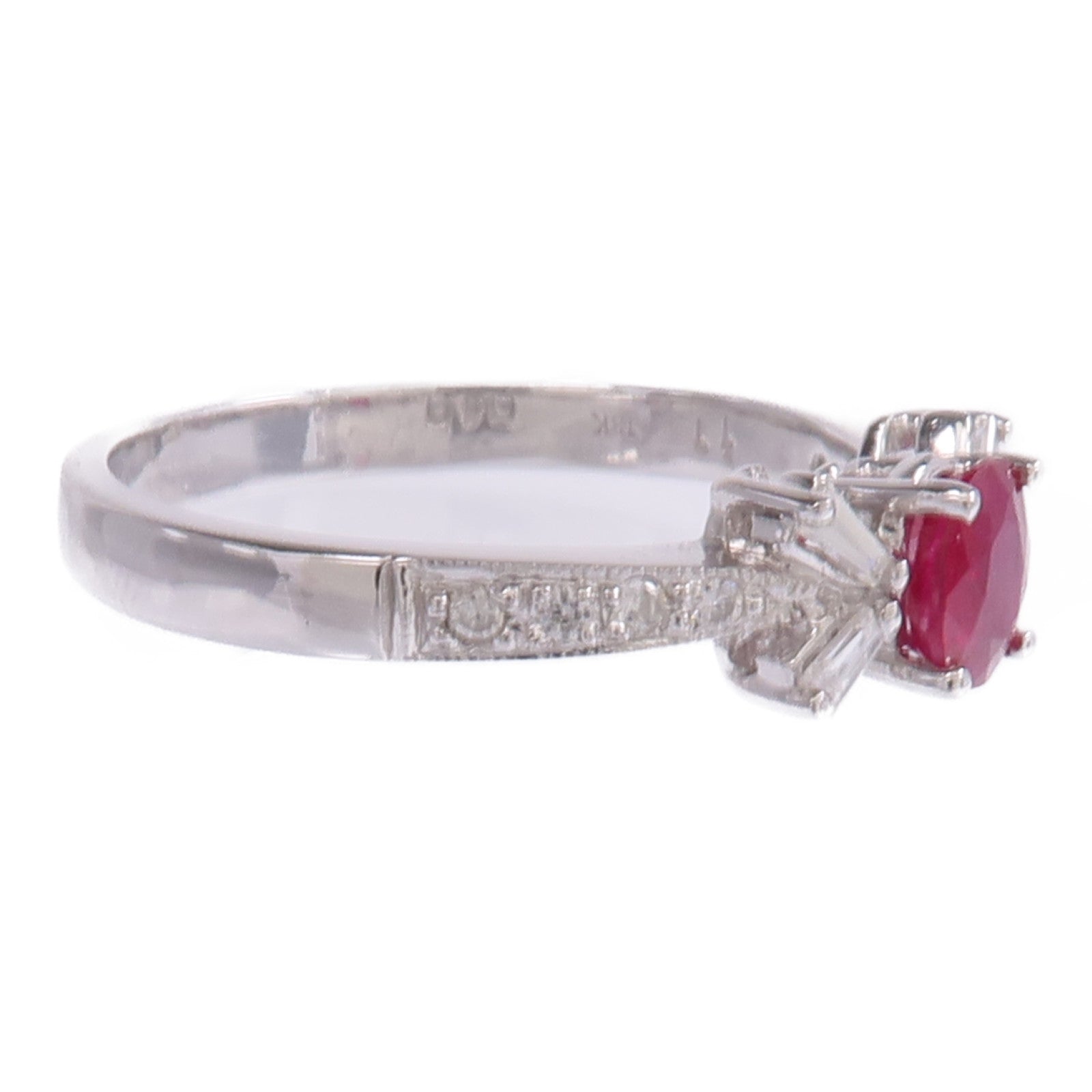 JEWELRY 18K白金Ruby Diamond Ring紅寶石/鑽石戒指US#7.25