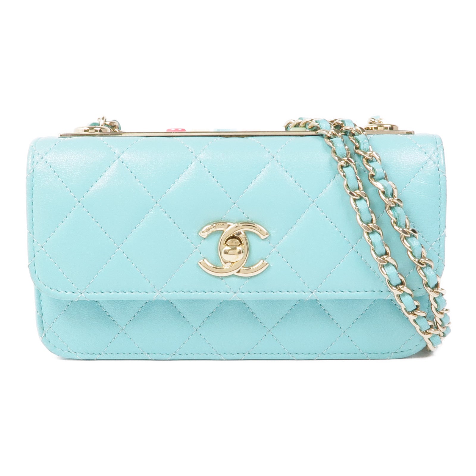 CHANEL 羊皮皮革WOC Wallet On Chain銀扣鏈帶肩背袋