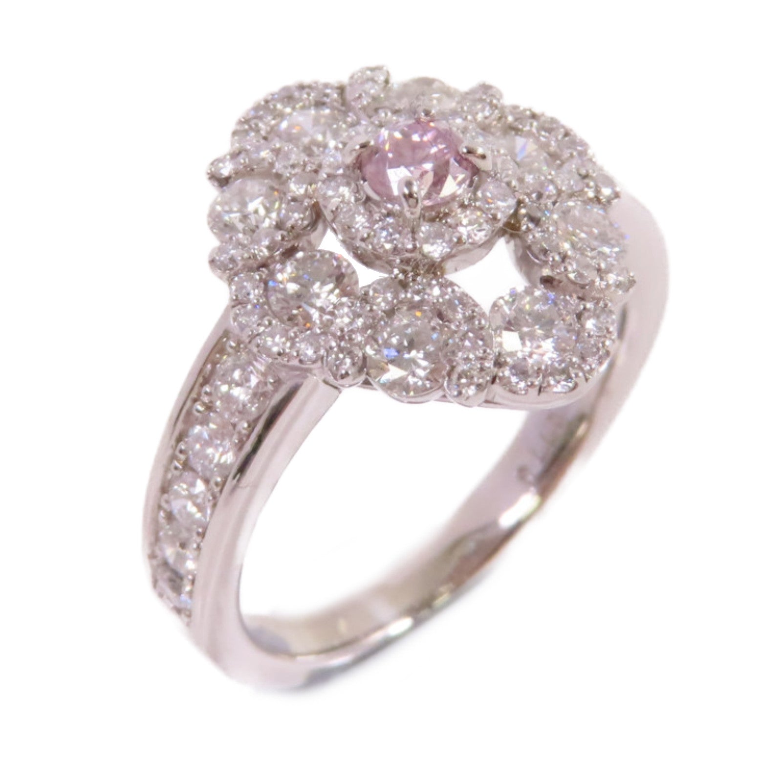 JEWELRY PT900鉑金/0.173ct粉紅鑽石/0.130ct鑽石Diamond Ring戒指US#6.5