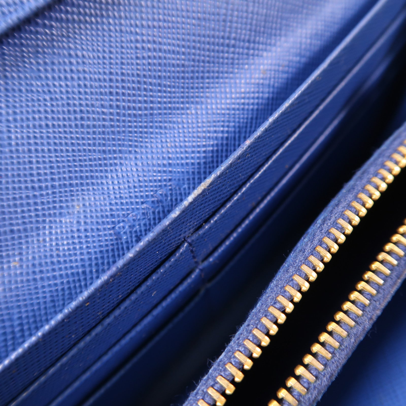 PRADA GHW Long Wallet 1M1132 Calfskin Leather Blue