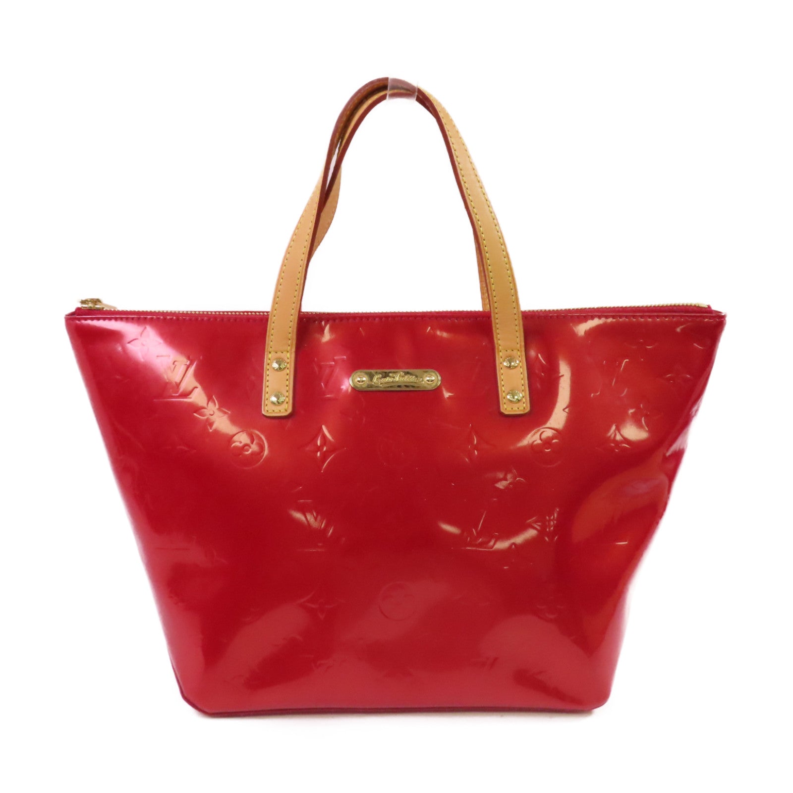 LOUIS VUITTON Monogram Vernis Bellevue PM Hand Bag金扣手挽袋紅色