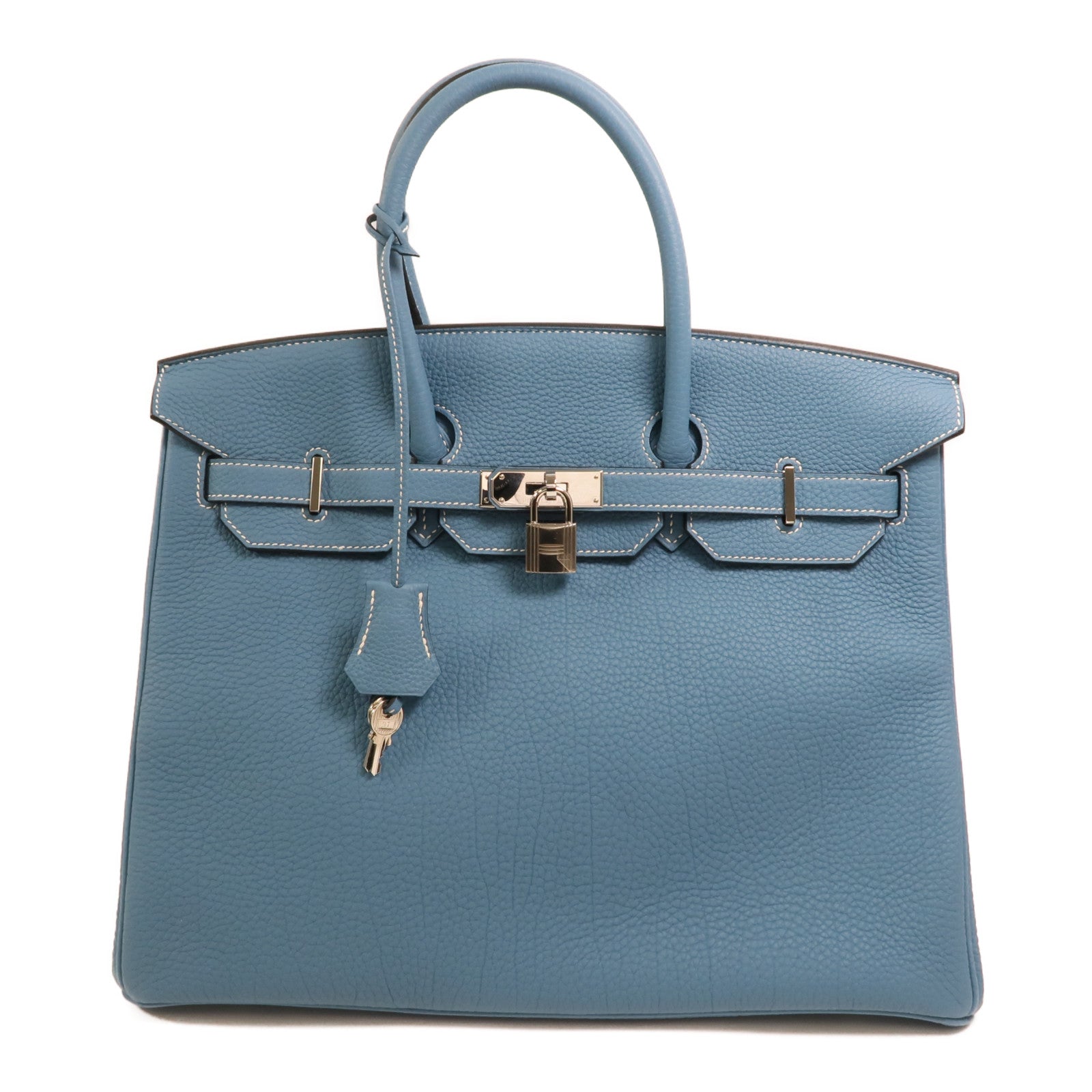 HERMES Togo皮革Birkin 35銀扣手挽袋Bleu Jean