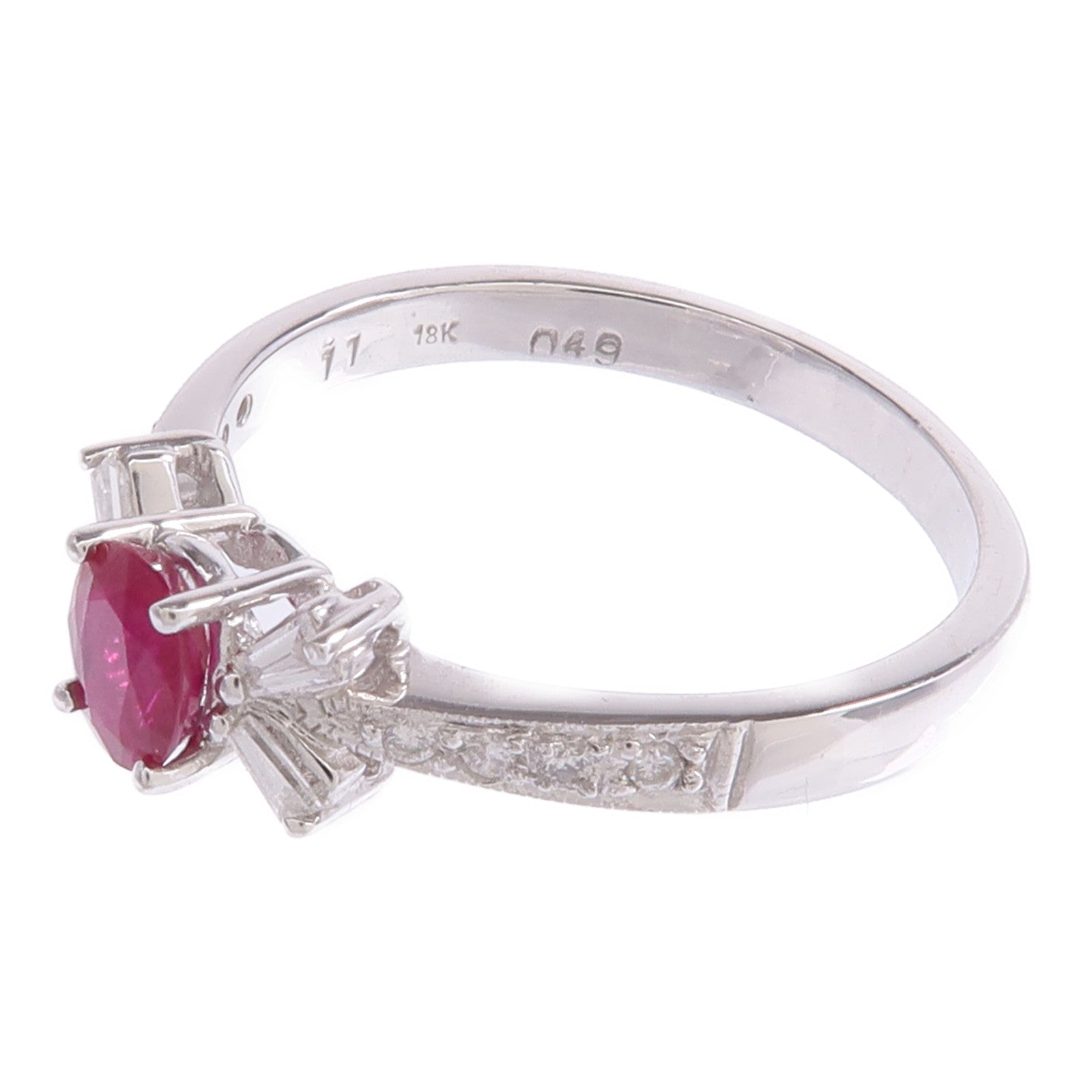 JEWELRY 18K白金Ruby Diamond Ring紅寶石/鑽石戒指US#7.25