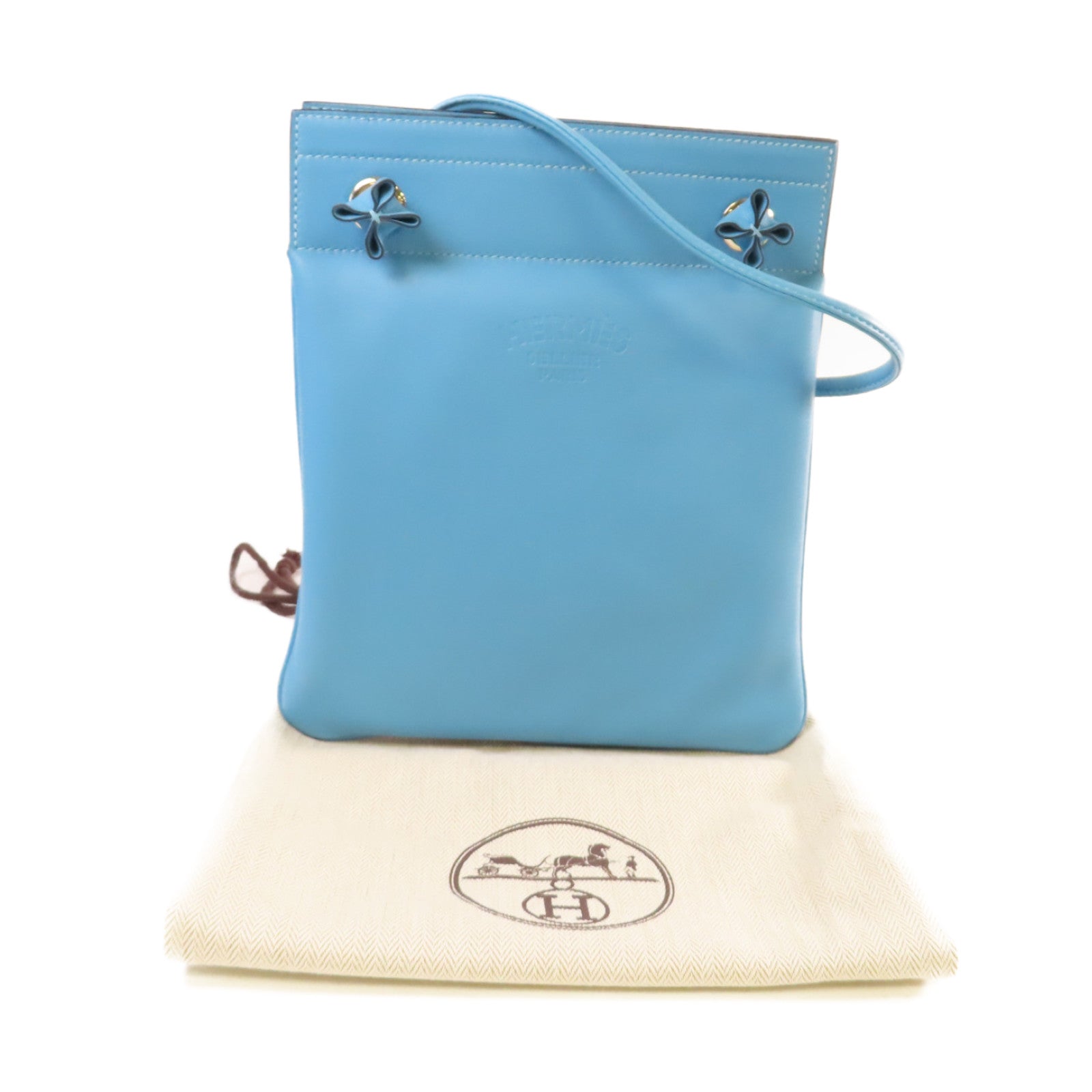 HERMES 【激減優惠】Swift皮革Aline Shoulder Bag銀扣肩背袋Bleu Du Nord北方藍色