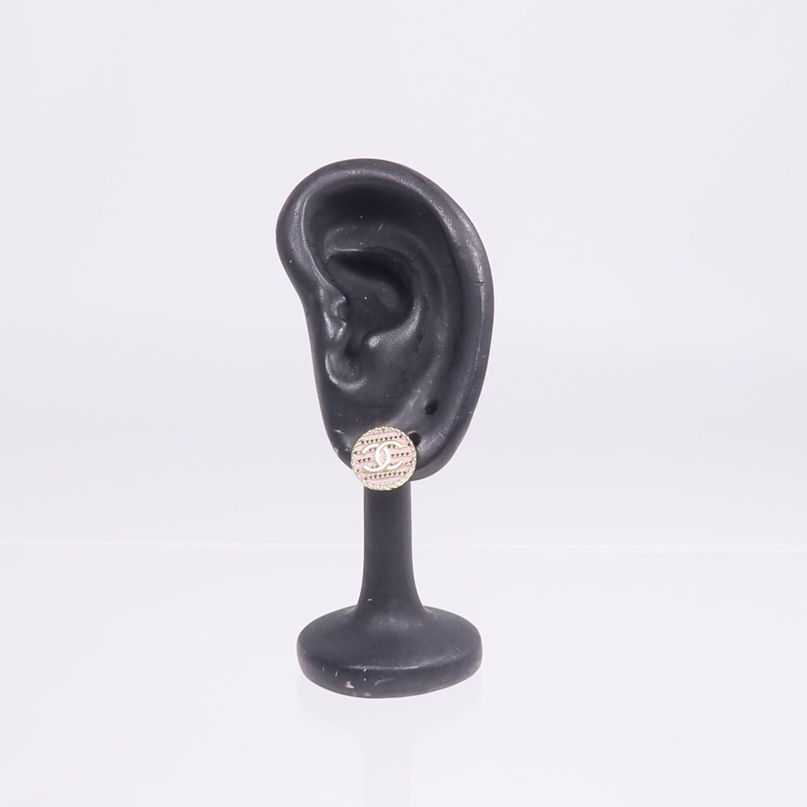 CHANEL 金屬CC Button Earrings耳環